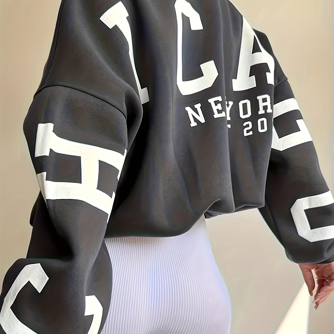 vlovelaw Letter Print Pullover Sweatshirt, Casual Long Sleeve Crew Neck Sweatshirt For Fall & Winter, Women's Clothing