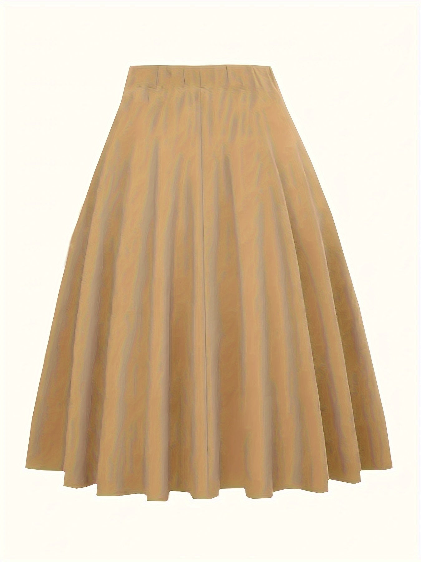 Plus Size Casual Skirt, Women's Plus Solid Knot Front High Rise A-line Midi Skirt