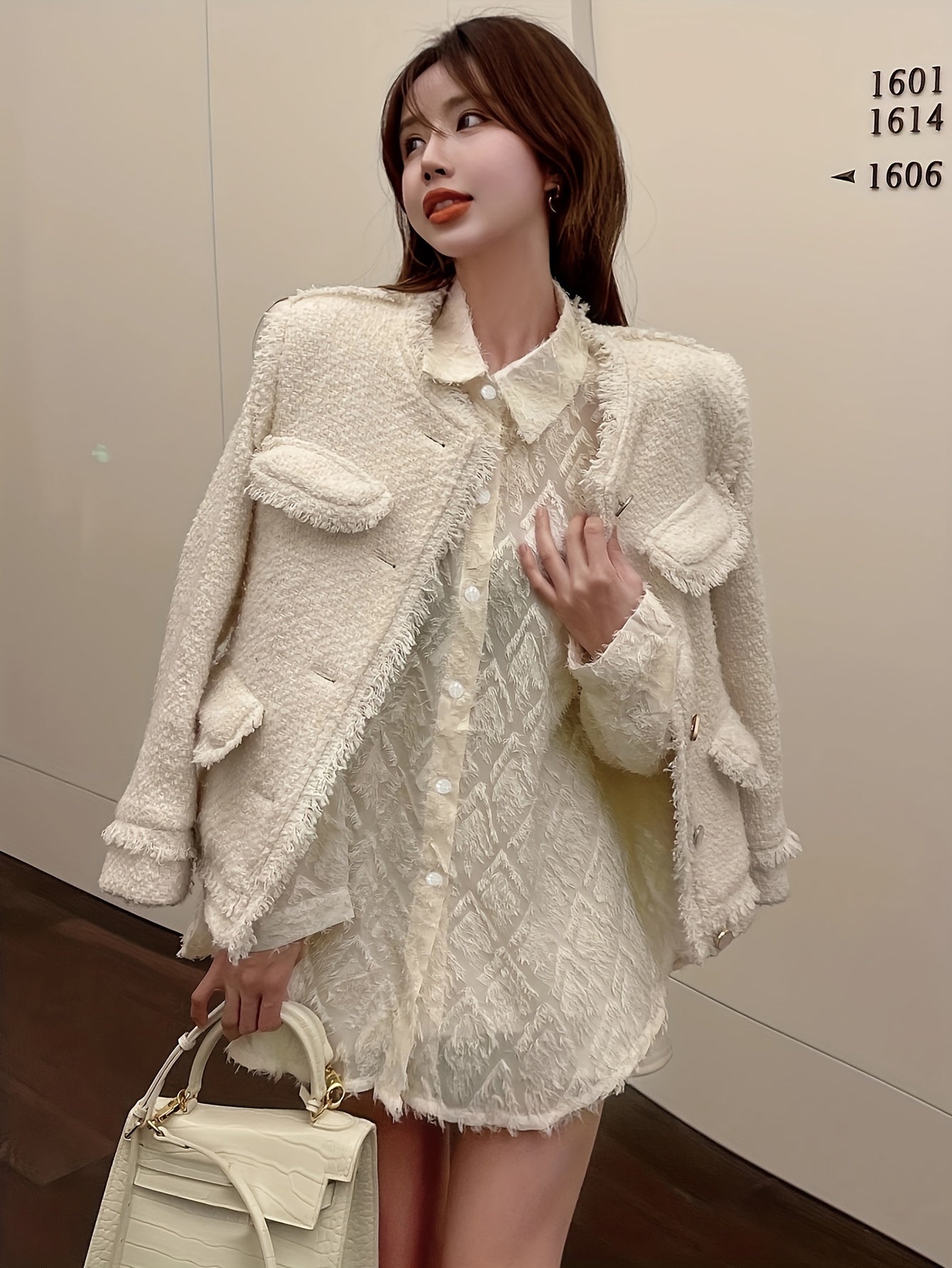 Geo Pattern Button Front Pocket Shirt, Versatile Long Sleeve Shirt For Spring & Fall, Women's Clothing