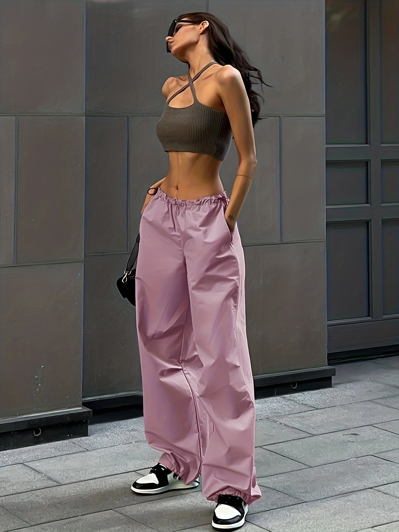 Wide Leg Elastic Waist Pants, Casual Drawstring Versatile Long Length Pants, Women's Clothing