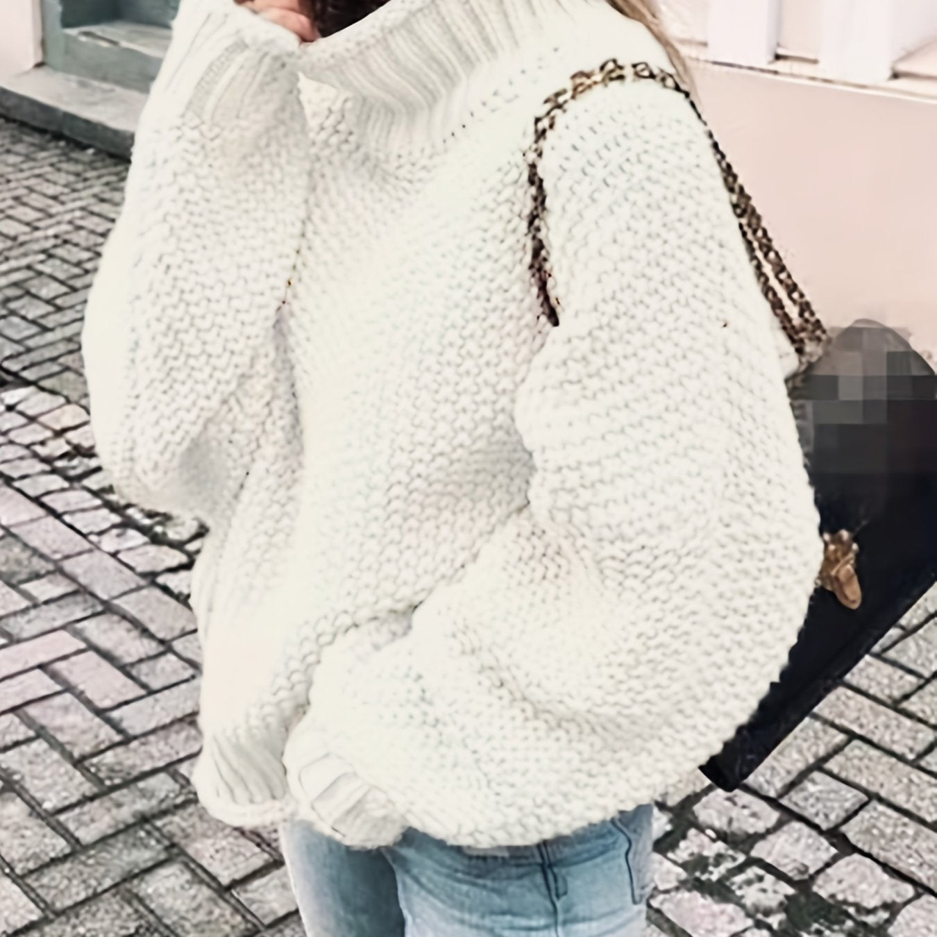 vlovelaw Solid Turtle Neck Pullover Sweater, Casual Long Sleeve Sweater For Fall & Winter, Women's Clothing