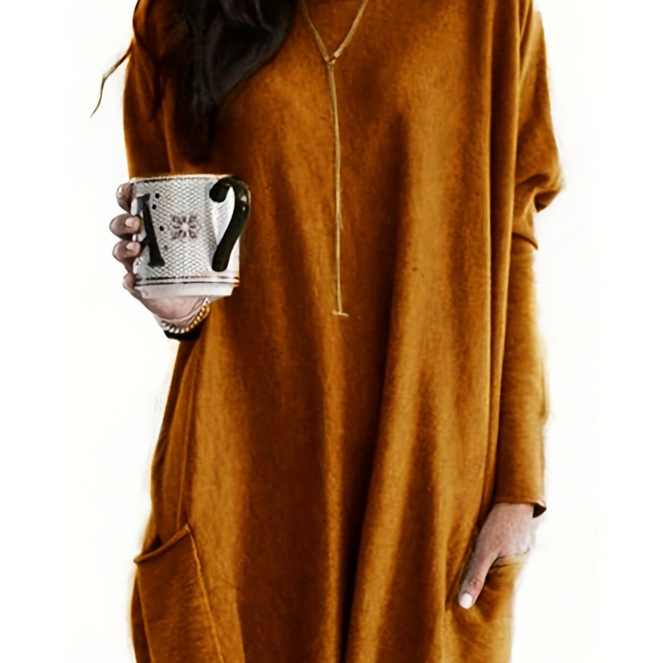 vlovelaw Solid Patched Pockets Pullover Sweatshirt, Casual Long Sleeve Sweatshirt For Spring & Fall, Women's Clothing