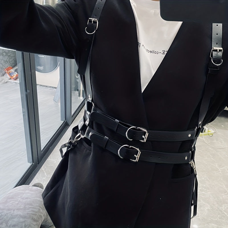 vlovelaw Handsome PU Leather Lace-Up Suspender Belt for Men's Suit and Shirt Decoration - Stylish and Comfortable