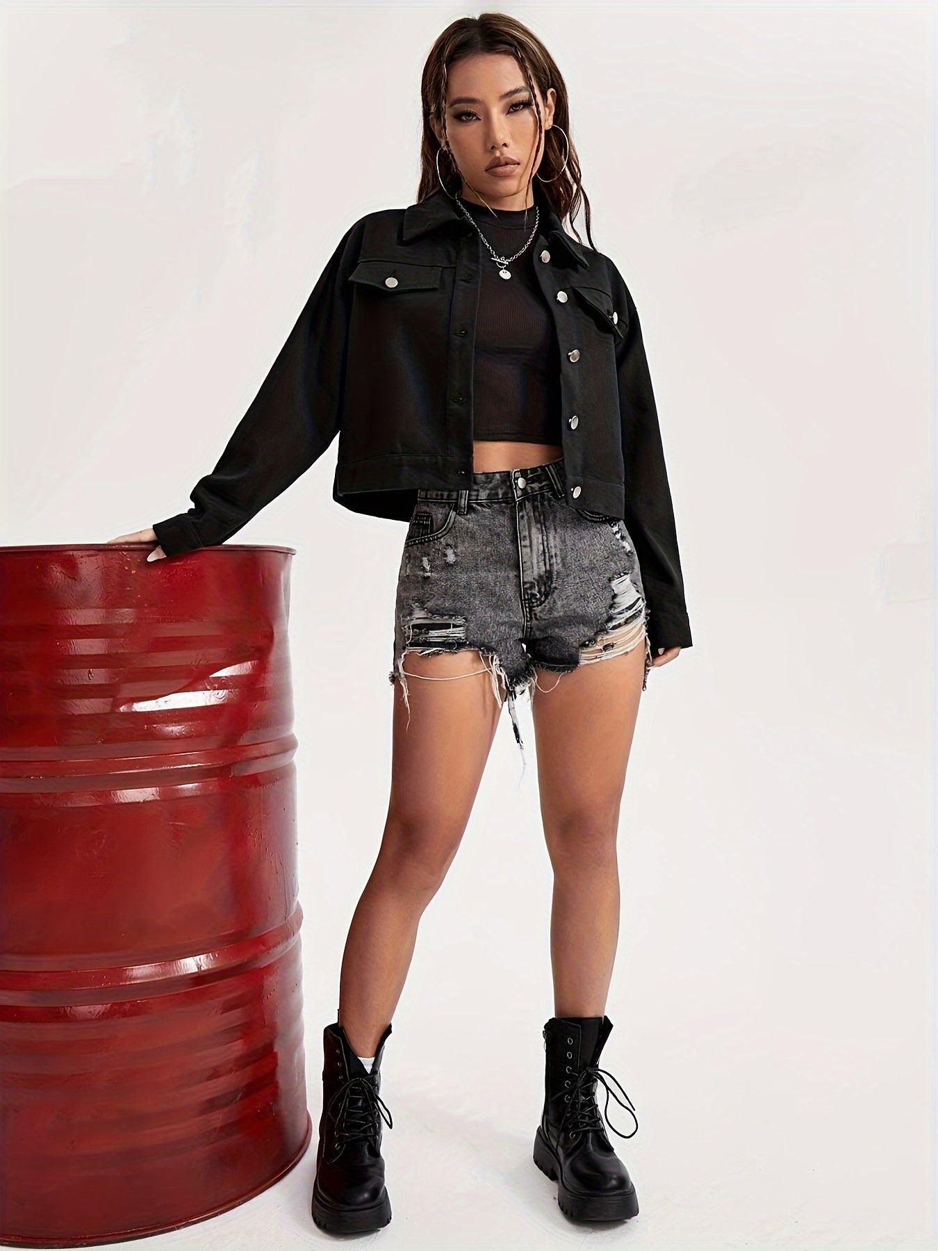 Halloween Skeleton Pattern Denim Coat, Long Sleeves Lapel Denim Jacket, Women's Denim Clothing