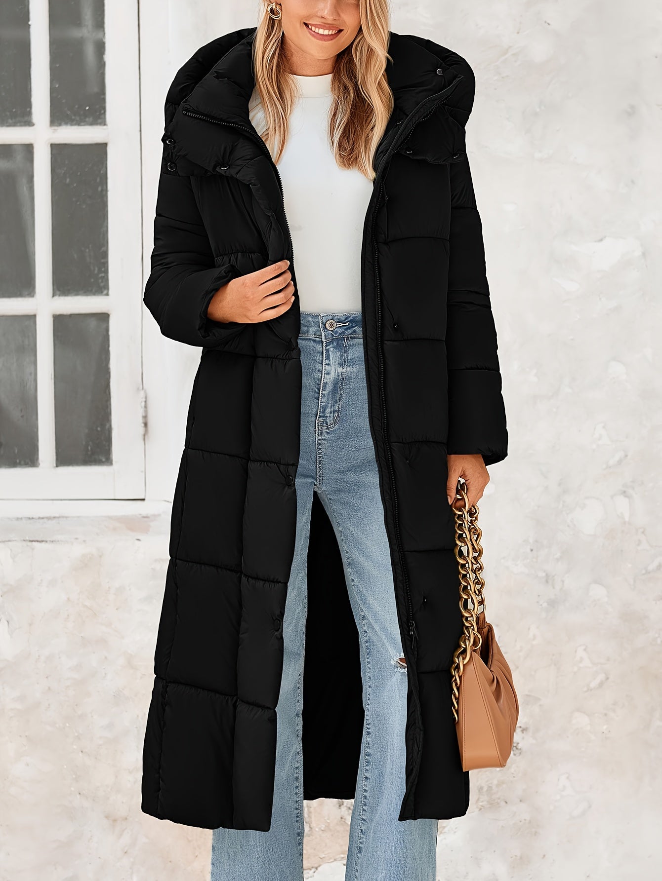 Women's Long Winter Coats Hooded Zip Up Casual Baggy Jackets Trendy Warm Clothes Outerwear