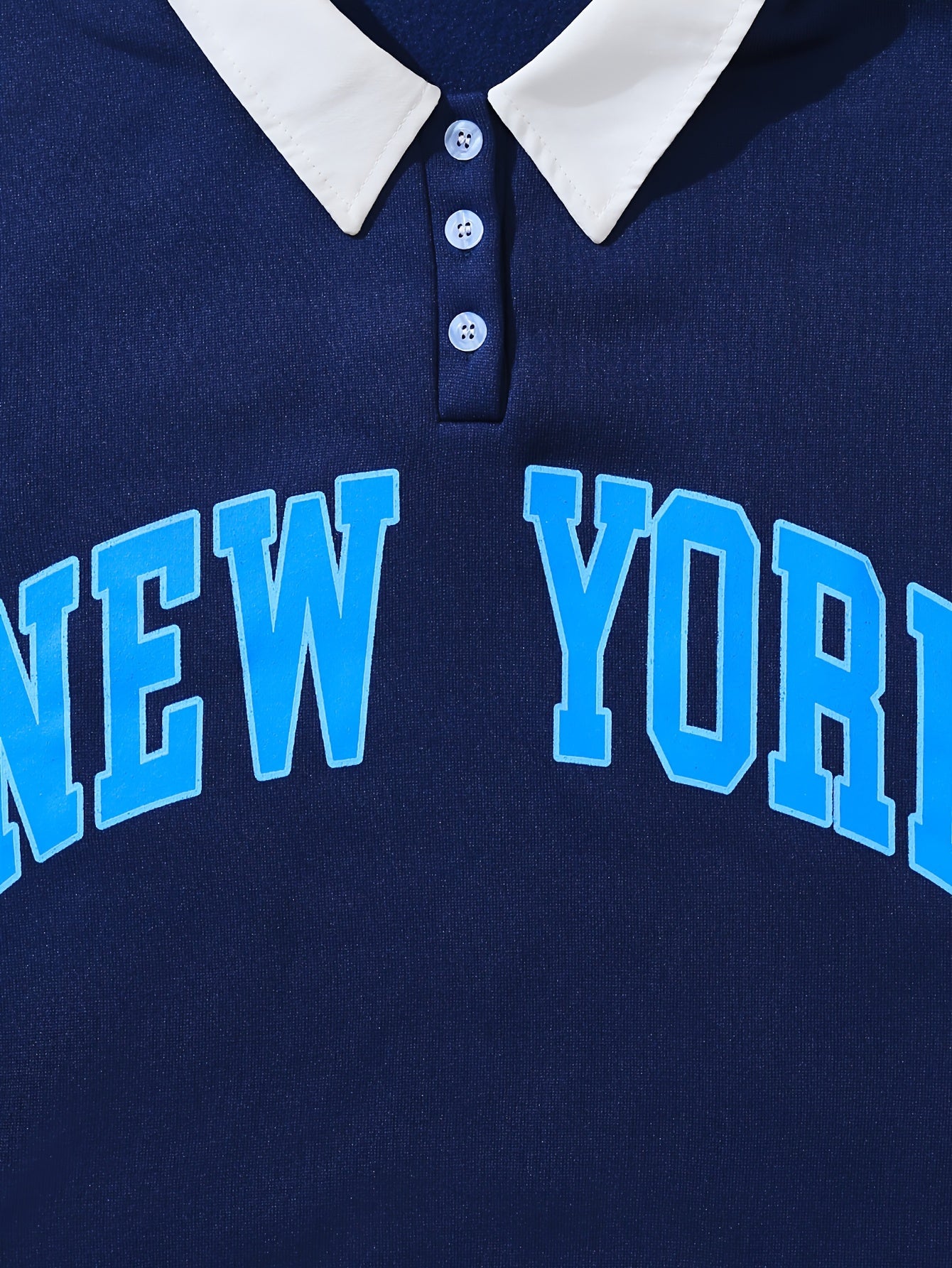 Letter Print Polo Collar Sweatshirt, Casual Long Sleeve Sweatshirt For Spring & Fall, Women's Clothing