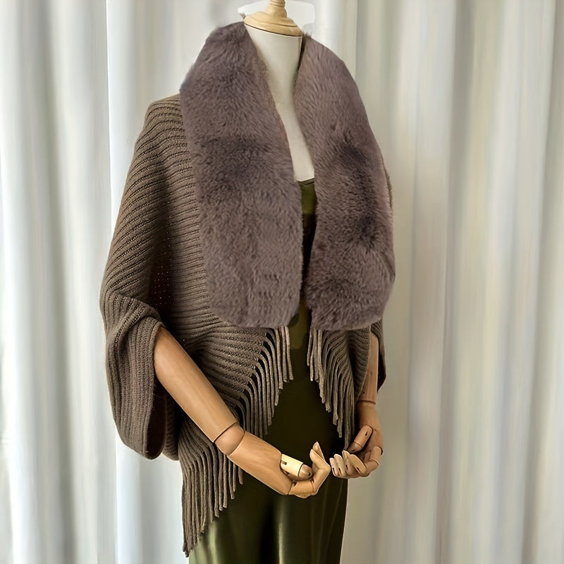 Furry Windproof Thermal Outdoor Shawls, Fall Winter Keep Warm Trendy Scarf Warp Cape Poncho For Fishing Cycling Riding