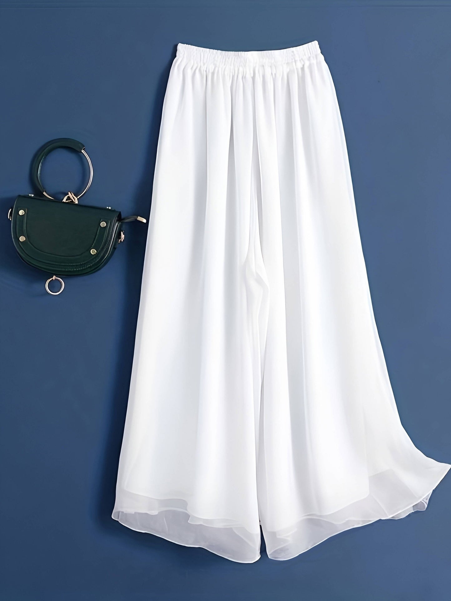 Hight Elastic Waist Wide Leg Pant, Loose Cool Comfortable Solid Versatile Palazzo Pants, Casual Every Day Pants,Women's Clothing