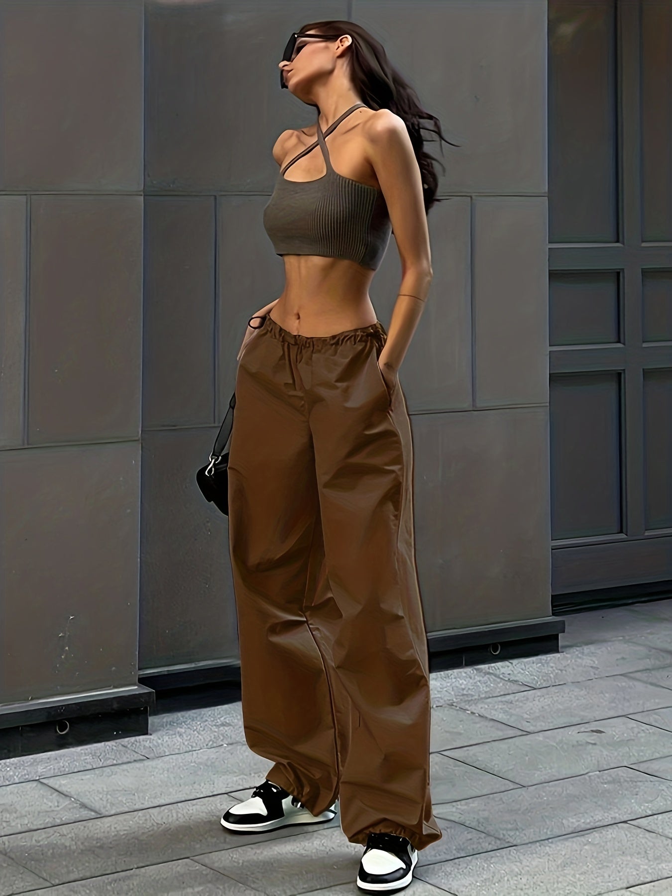 Wide Leg Elastic Waist Pants, Casual Drawstring Versatile Long Length Pants, Women's Clothing