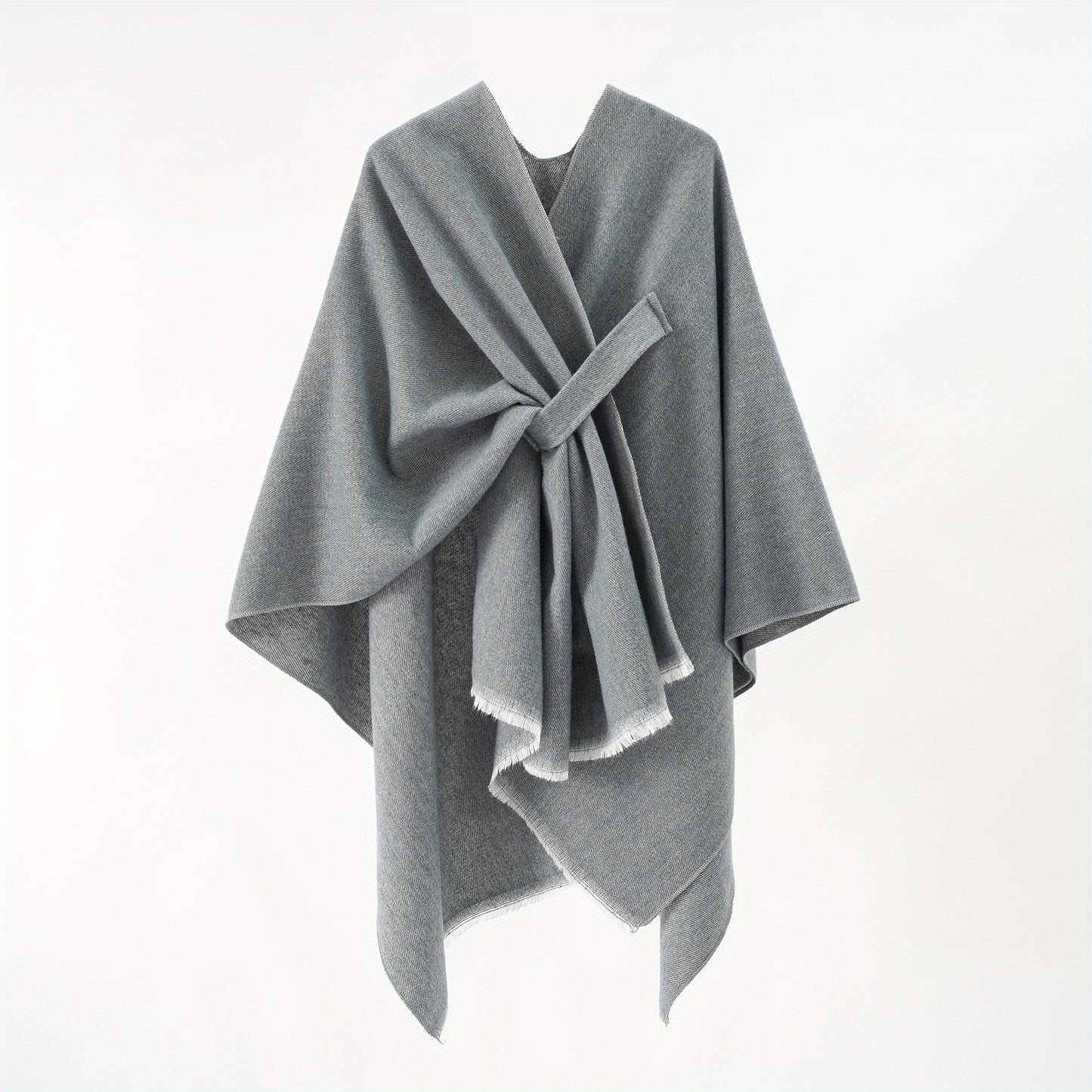 Solid Color Comfortable Shawl With Sleeves, Multifunctional Outdoor Windproof And Coldproof Cloak