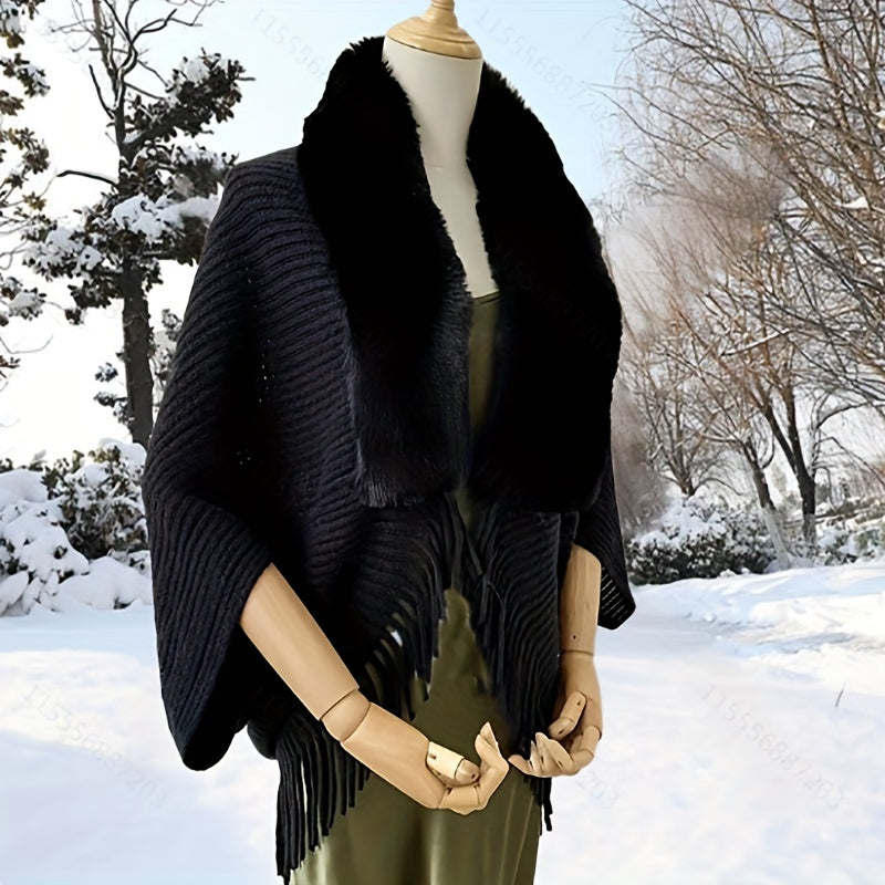 Furry Windproof Thermal Outdoor Shawls, Fall Winter Keep Warm Trendy Scarf Warp Cape Poncho For Fishing Cycling Riding