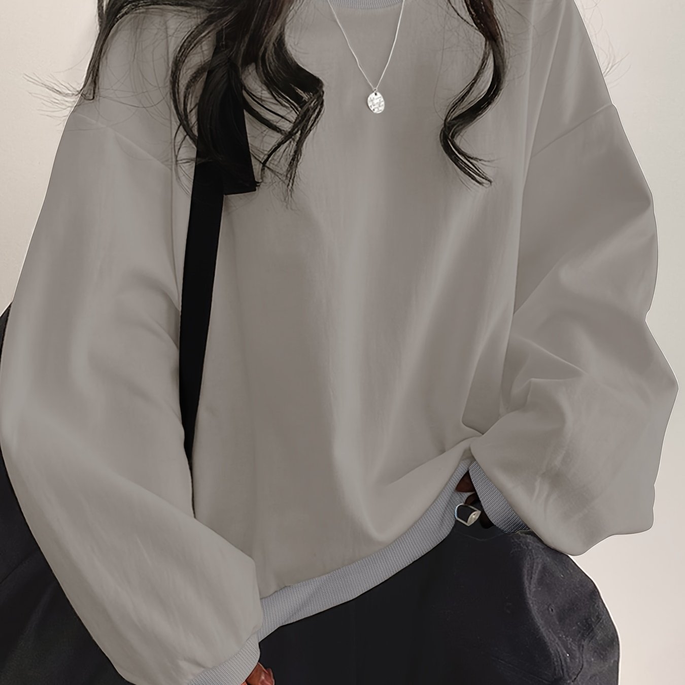 vlovelaw Solid Color Pullover Sweatshirt, Casual Long Sleeve Crew Neck Sweatshirt For Fall & Winter, Women's Clothing