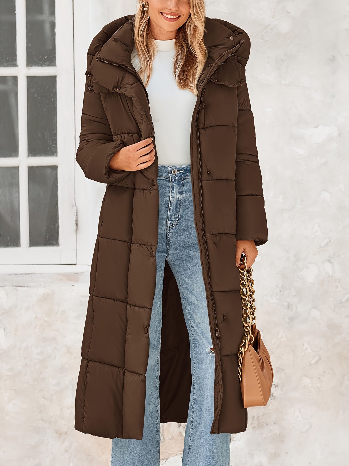 Women's Long Winter Coats Hooded Zip Up Casual Baggy Jackets Trendy Warm Clothes Outerwear