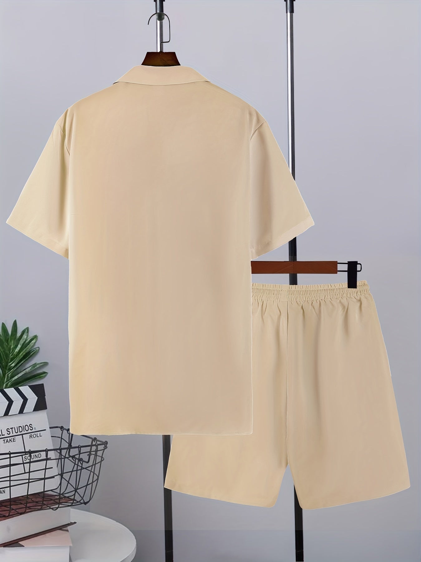 Mens Stylish Lapel Outfit Set - 2 Piece Short Sleeve & Shorts - Ultra-Comfortable Loose Lounge Wear for Effortless Casual Days