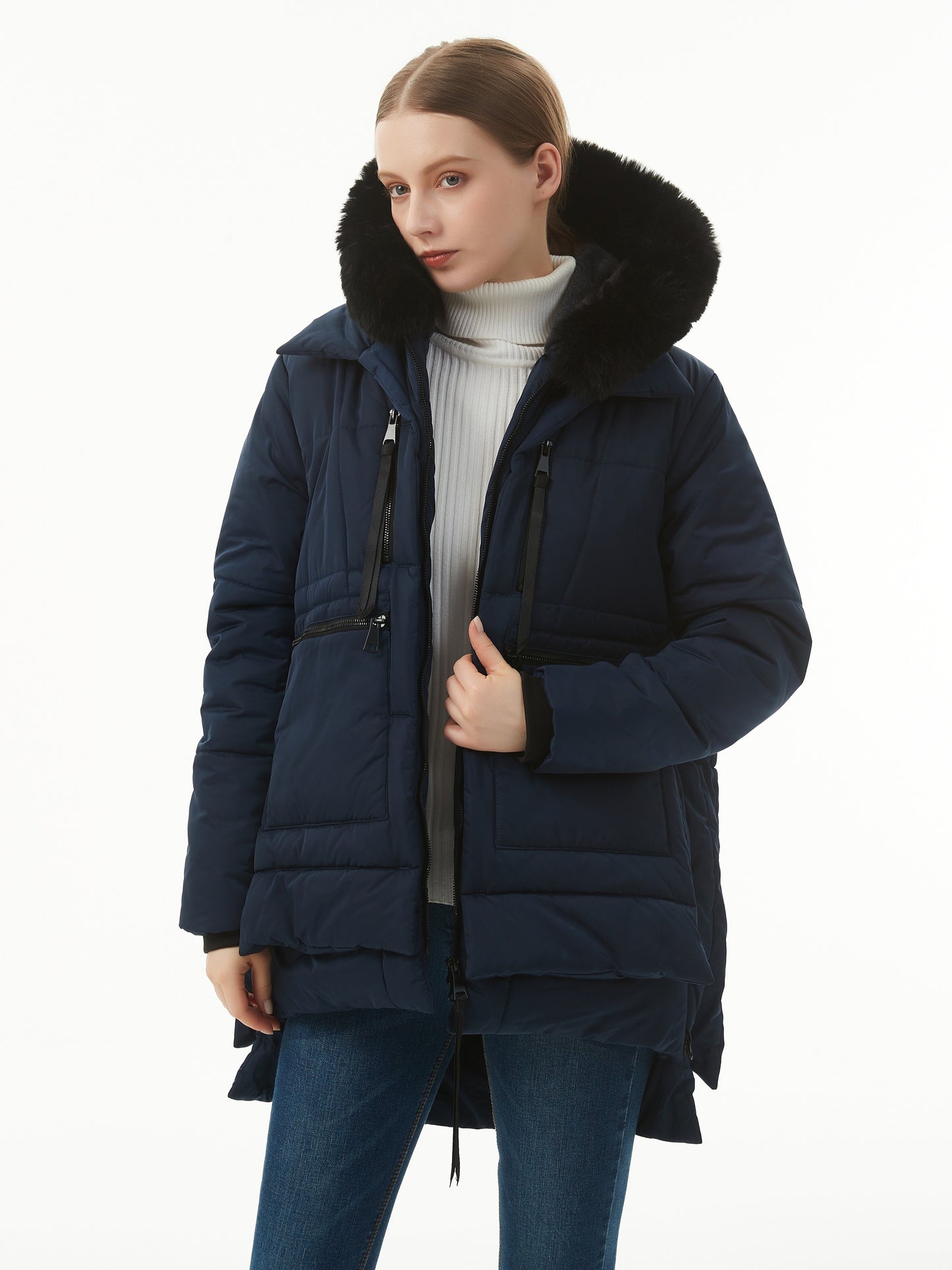 Ultra-Soft Fuzzy Trim Hooded Coat - Ultra-Warm Insulation, Relaxed Fit, Convenient Zip-Up, Long Sleeves, Detachable Hood - Designed for Women, Perfect for Outdoor Activities or Everyday Wear as Warm and Cozy Outerwear