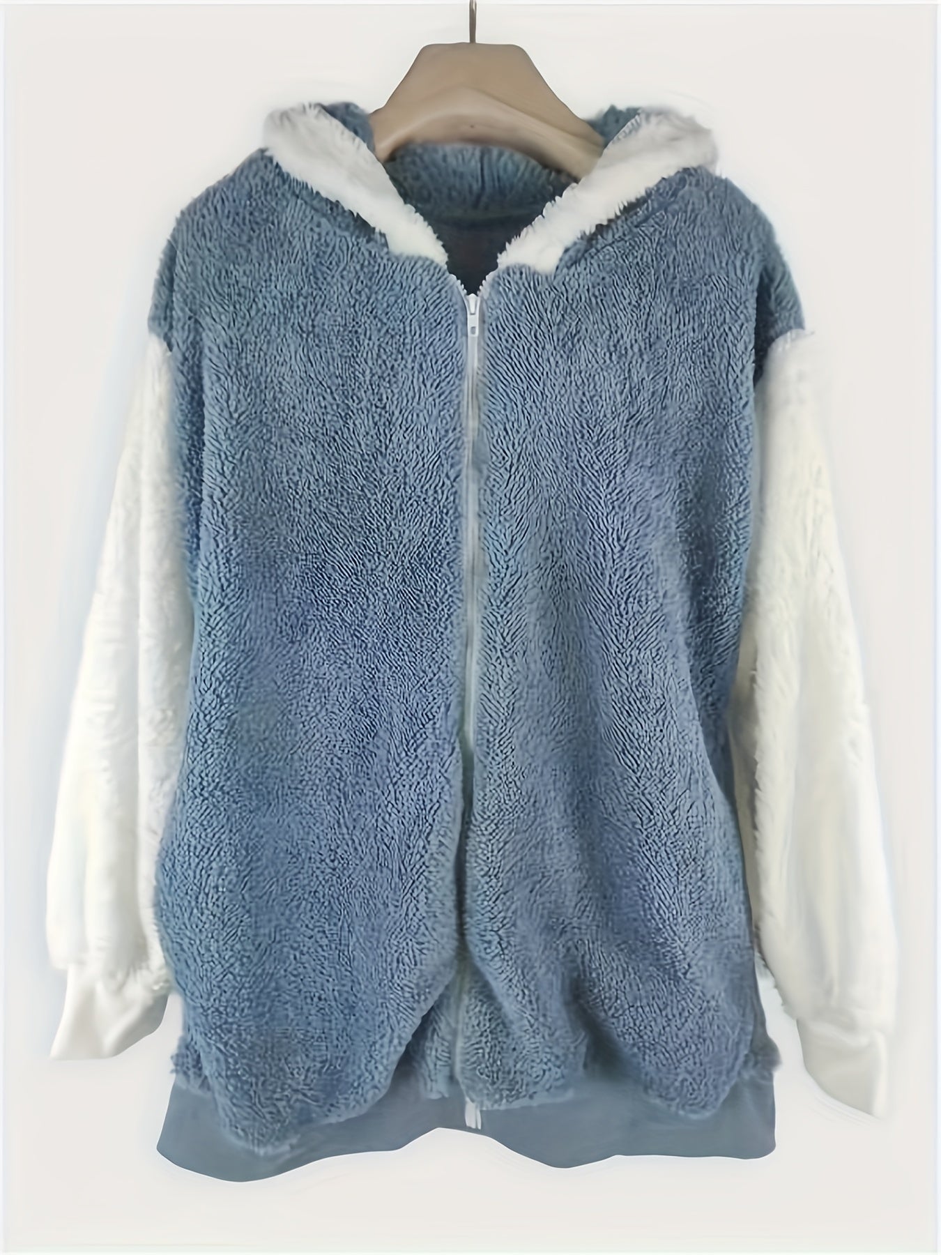 vlovelaw Color Block Zip Up Hooded Coat, Casual Long Sleeve Outerwear For Spring & Winter, Women's Clothing