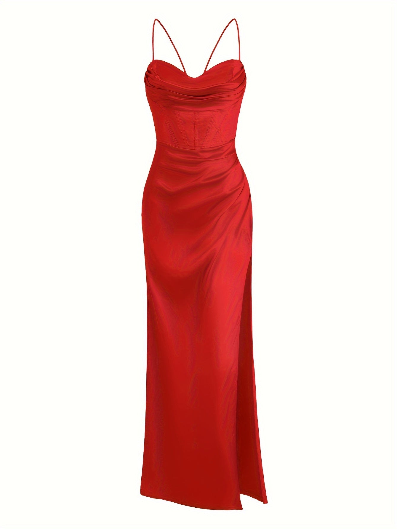 vlovelaw Split Thigh Backless Dress, Sexy Solid Party Maxi Dress, Women's Clothing