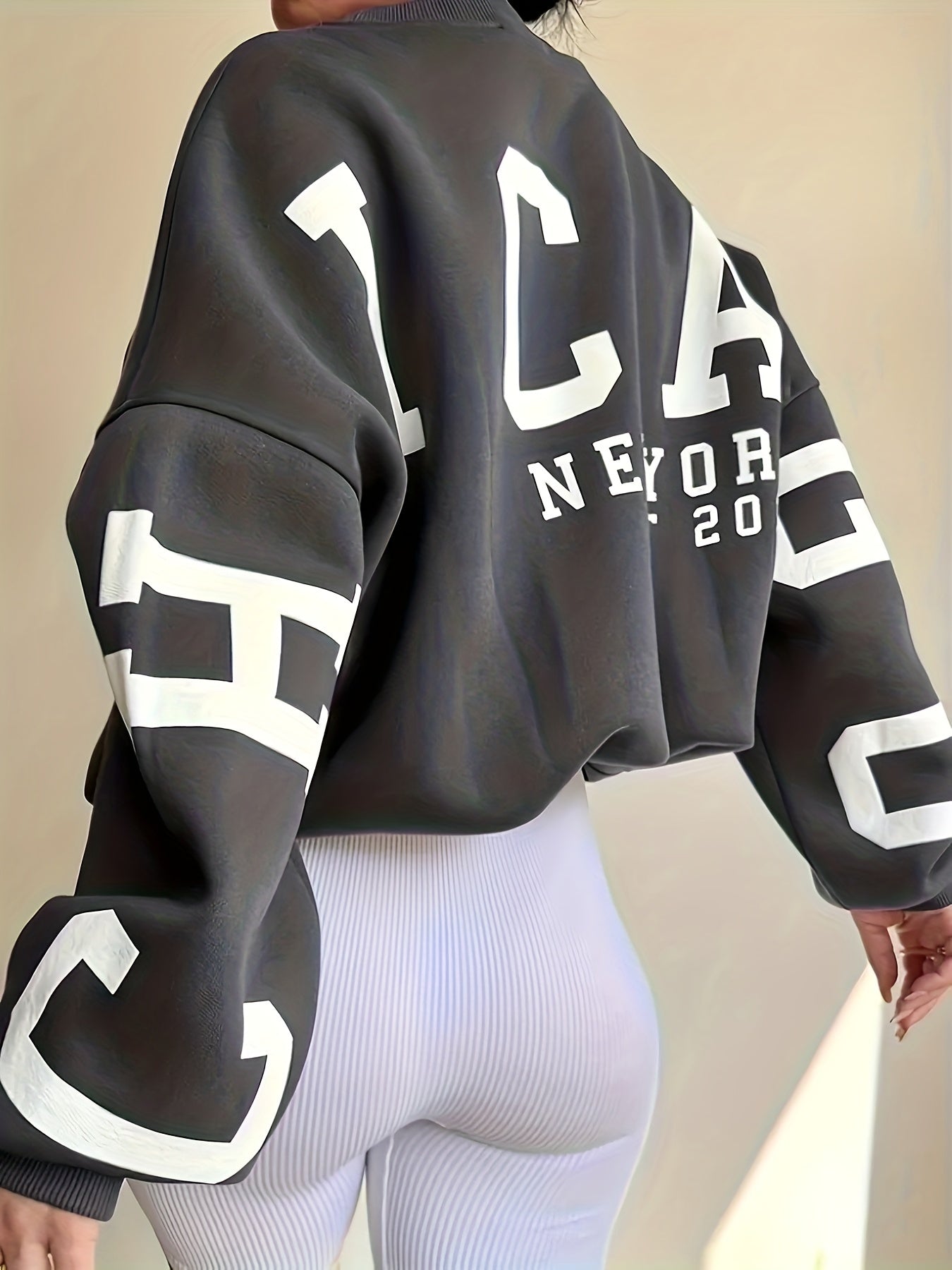 vlovelaw Letter Print Pullover Sweatshirt, Casual Long Sleeve Crew Neck Sweatshirt For Fall & Winter, Women's Clothing