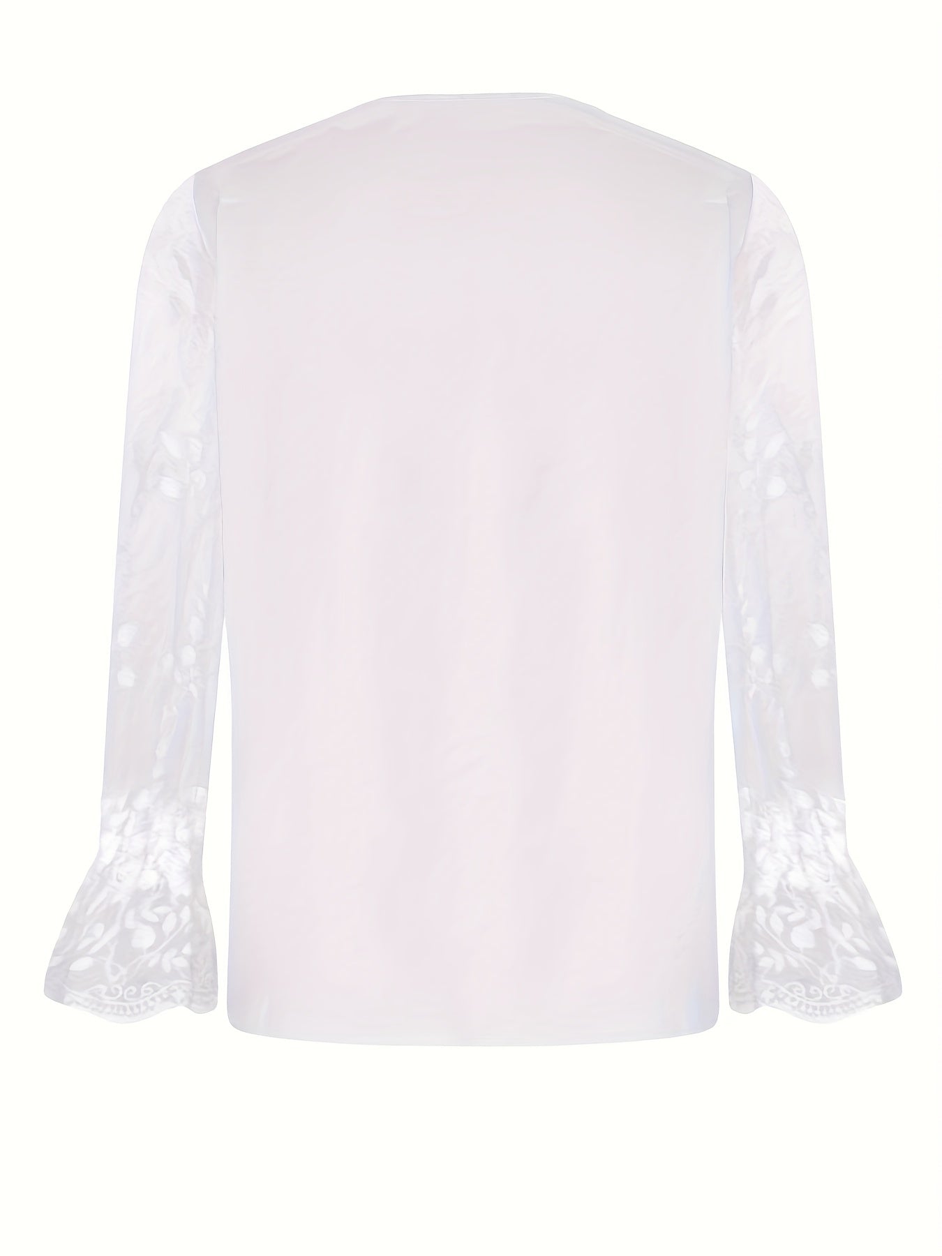 Christmas Wine Glass Pattern T-Shirt, Casual V Neck Lace Stitching Long Sleeve Top For Spring & Fall, Women's Clothing