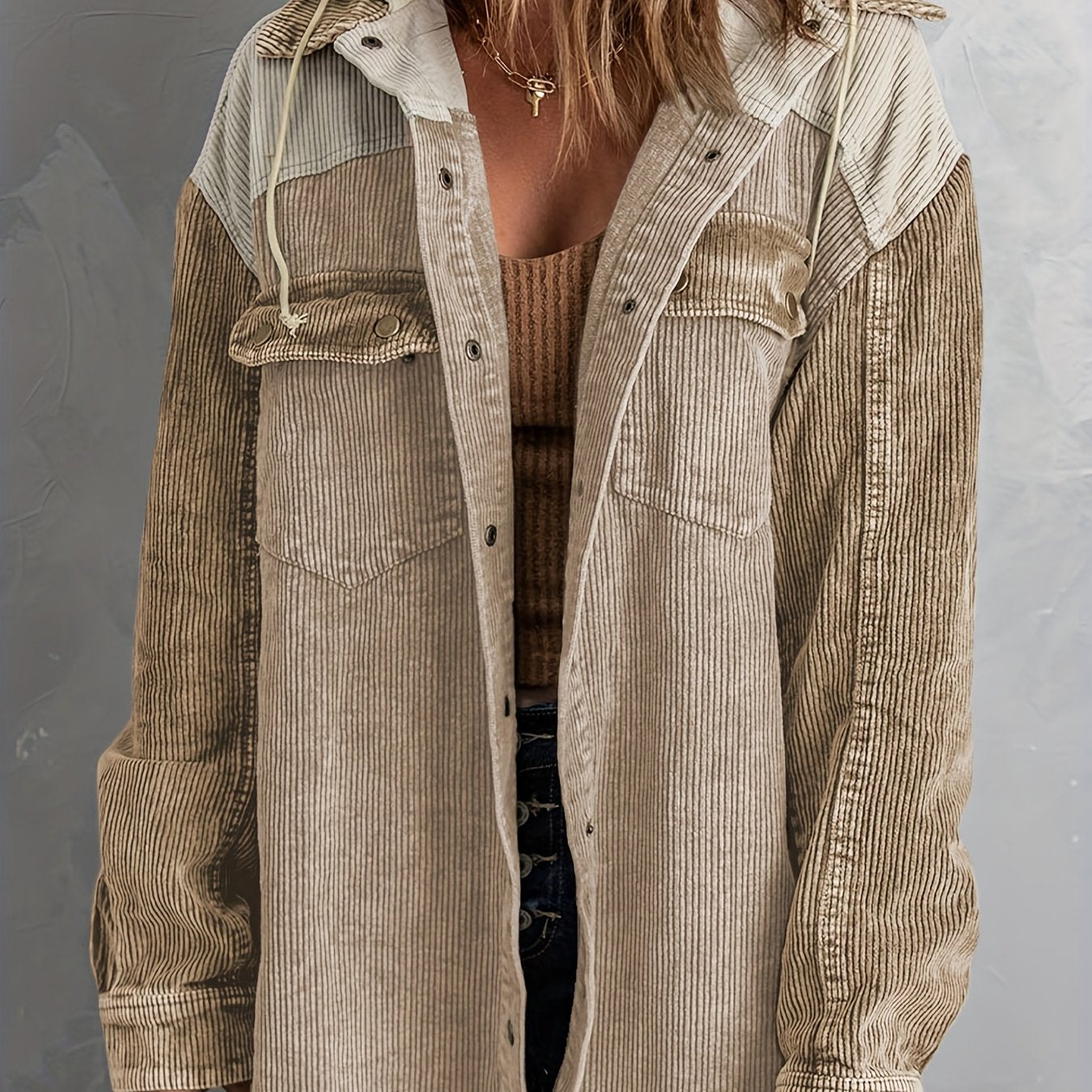 Color Block Long Sleeve Hooded Jacket, Casual Every Day Outerwear For Fall & Winter, Women's Clothing