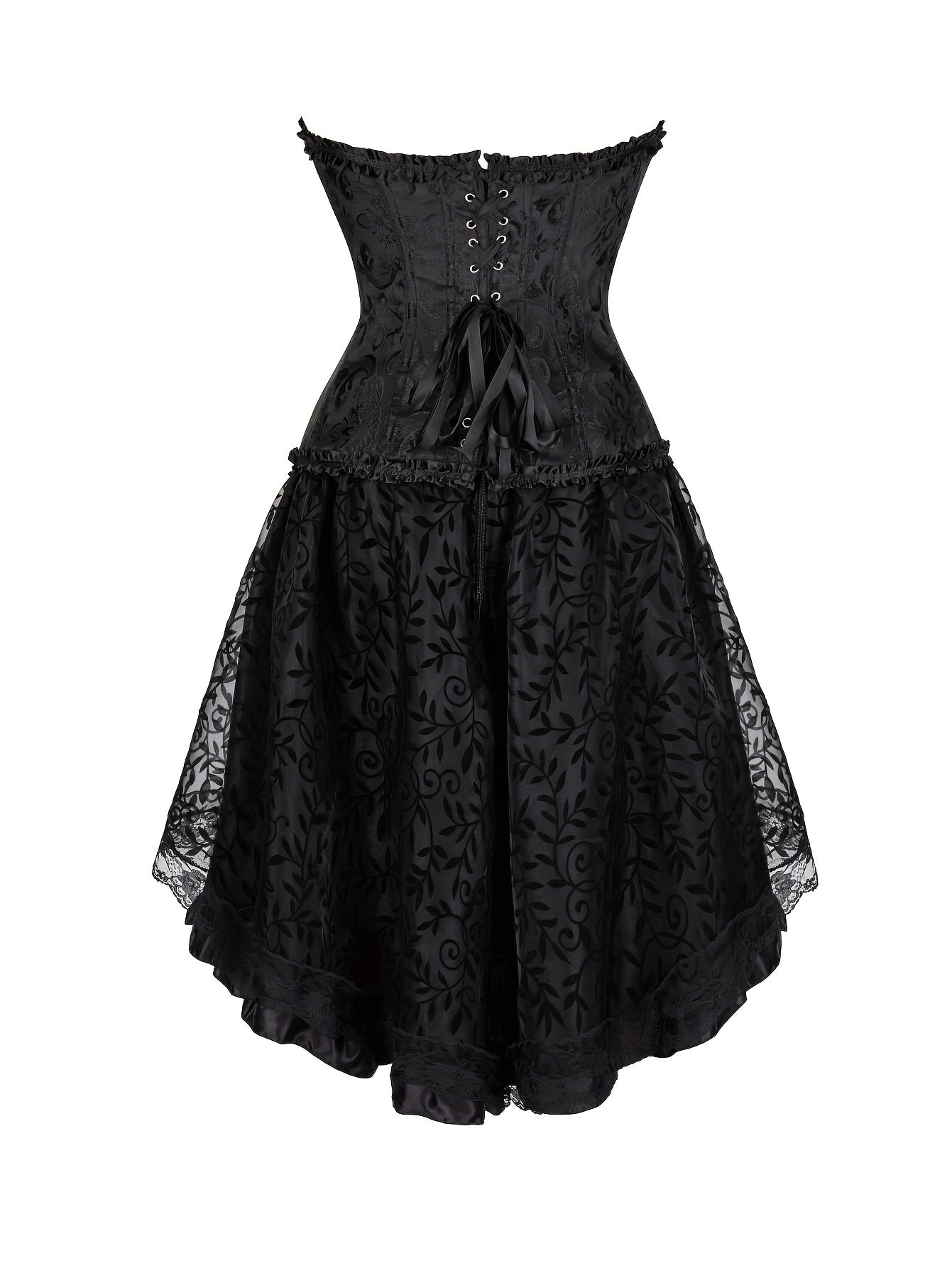 1pc Sexy Tunic Waist Vest Girdle European And American Court Bodysuit With Black Mesh Dance Skirt Prom Bodysuit With Skirt