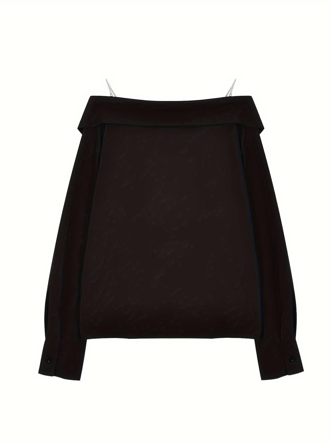 vlovelaw Solid Off Shoulder Button Front Blouse, Casual Long Sleeve Blouse For Spring & Fall, Women's Clothing