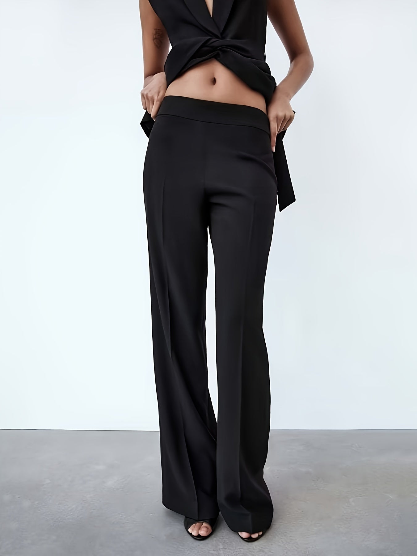 vlovelaw Solid Color Wide Leg Pants, Elegant High Waist Loose Pants For Every Day, Women's Clothing