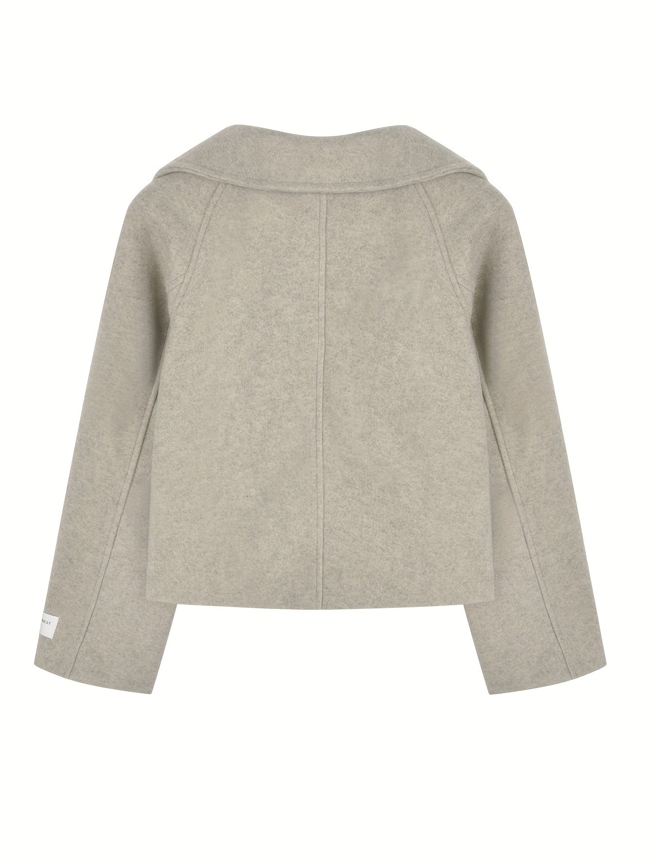 vlovelaw Button Front Lapel Neck Jacket, Casual Solid Color Long Sleeve Coat For Fall & Winter, Women's Clothing