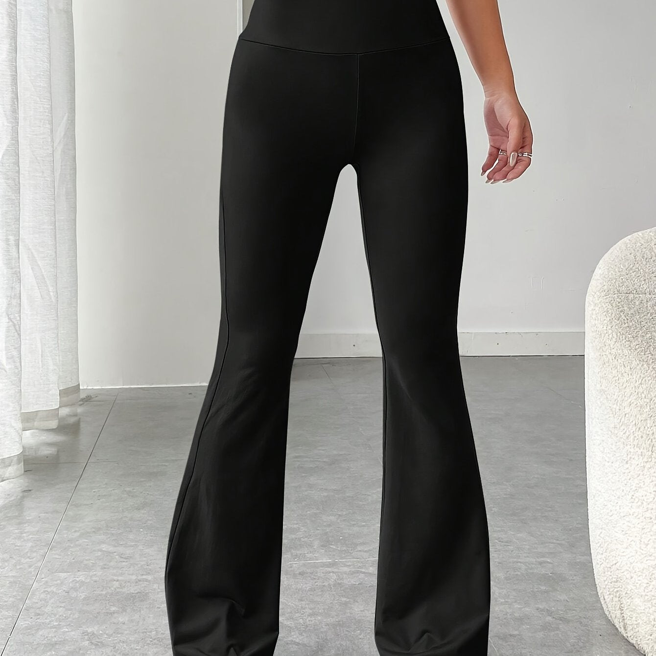 vlovelaw Solid Color Yoga Flare Pants, High Stretch Running Fitness Workout Bootcut Leggings, Women's Activewear