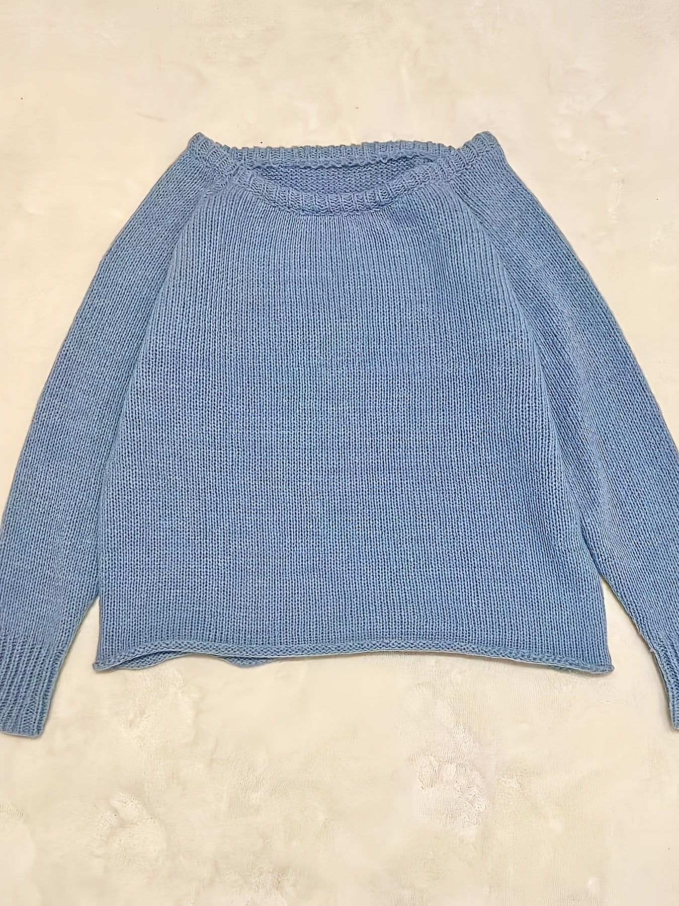vlovelaw Solid Boat Neck Pullover Sweater, Casual Long Sleeve Loose Sweater, Women's Clothing