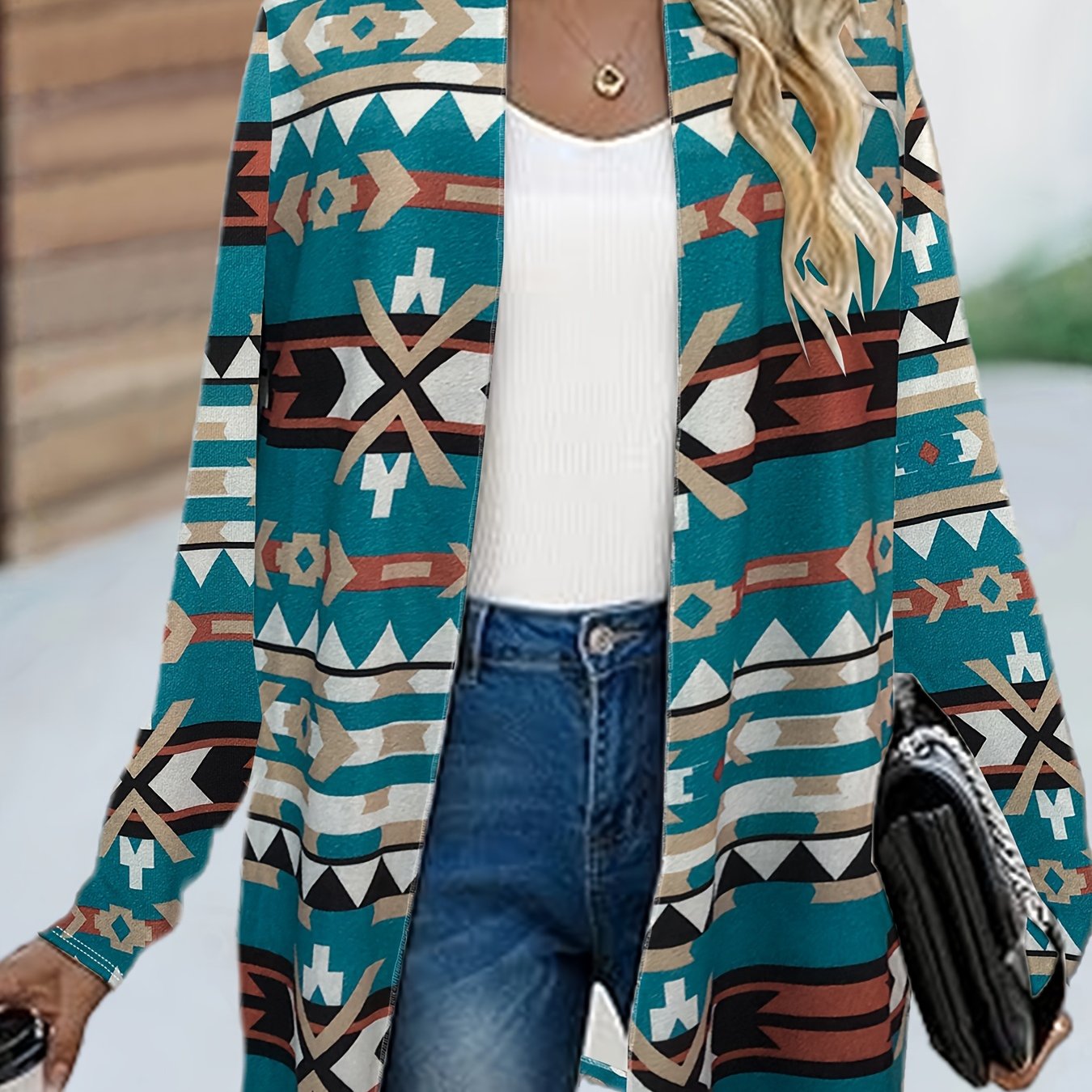 Plaid Print Cardigan, Casual Open Front Long Sleeve Outerwear, Women's Clothing