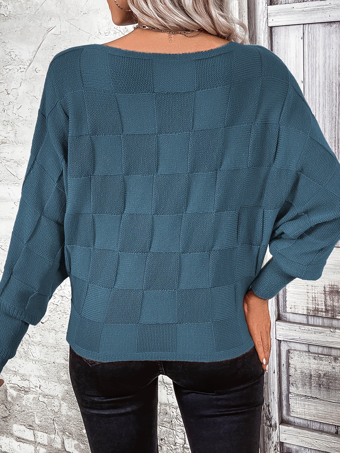 Solid Simple Knit Sweater, Casual Long Sleeve Boat Neck Sweater, Women's Clothing