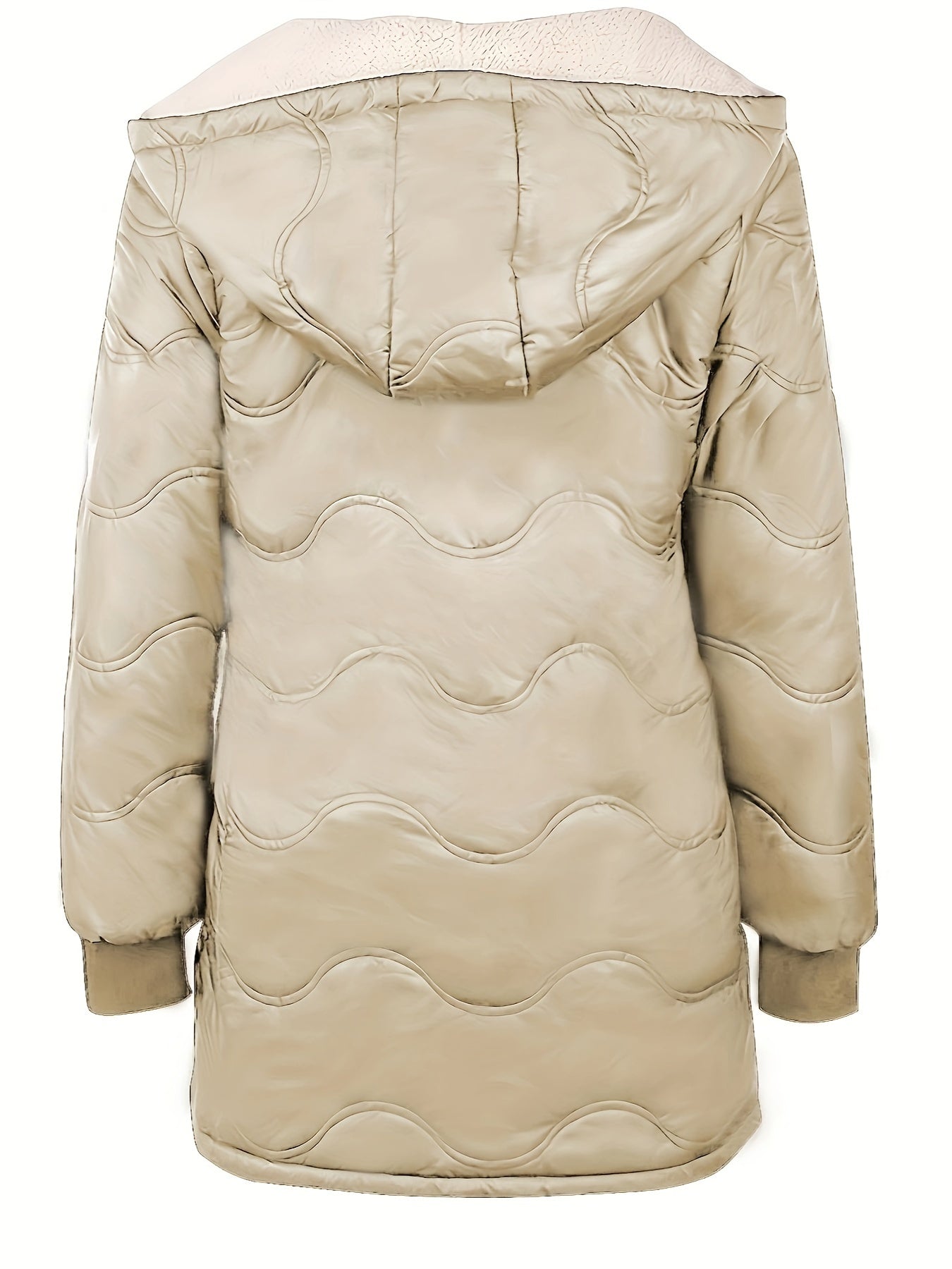 vlovelaw Zipper Slant Pockets Slim Coat, Versatile Long Sleeve Hooded Warm Winter Outwear, Women's Clothing