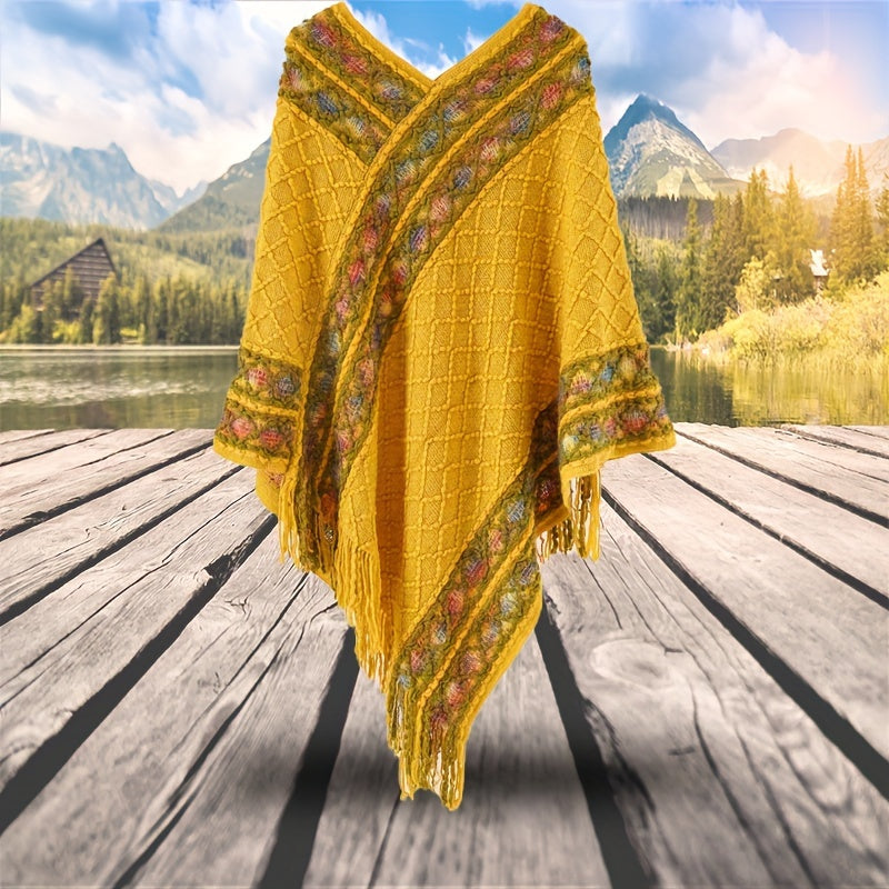 vlovelaw 1 Piece Colorful Argyle Textured Winter Scarf, Windproof Warm Tassel Fashion Wraps Pashmina Scarf
