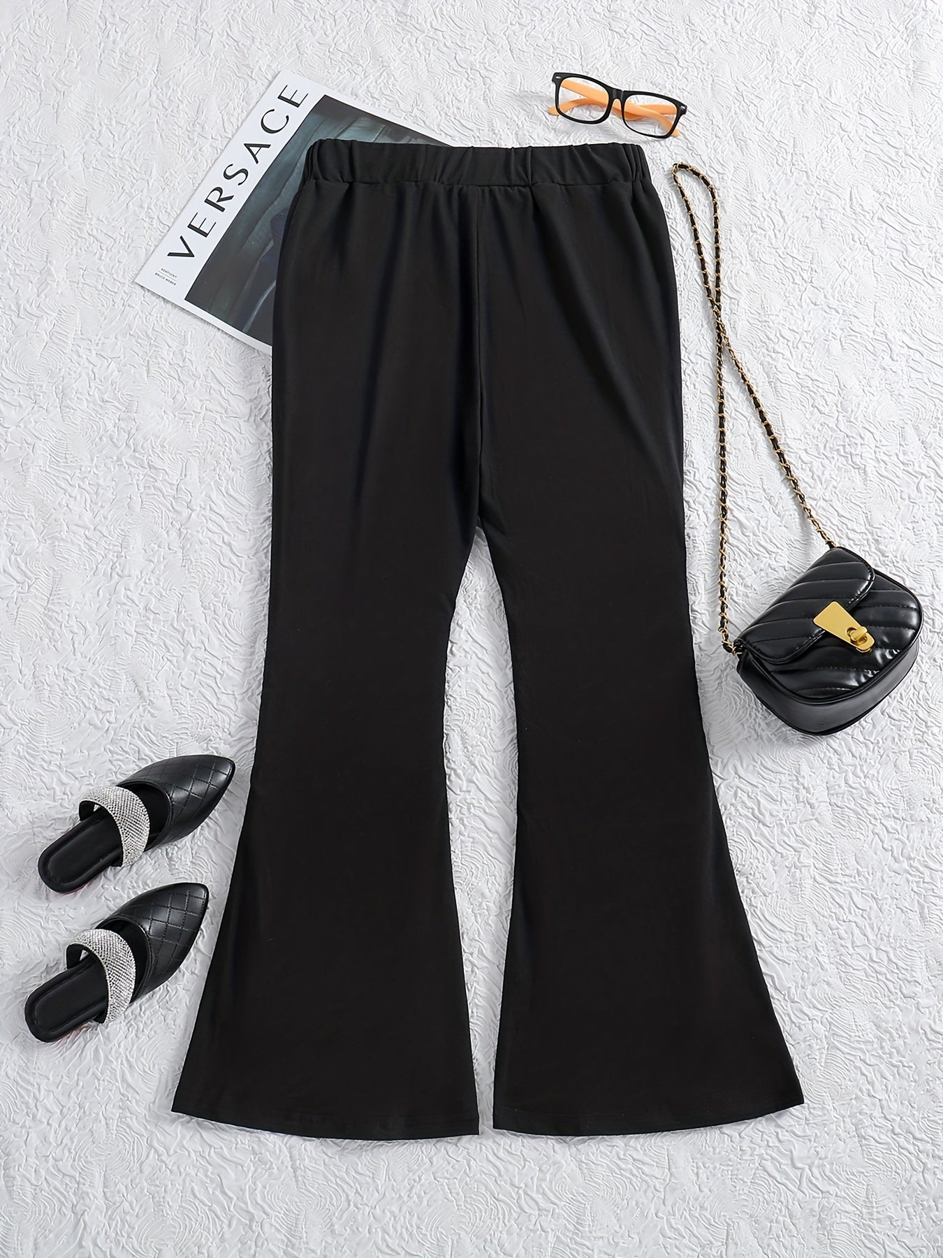 vlovelaw Girls' High Waist Casual Flared Hem Bell-Bottom Pants For A Fashion Look