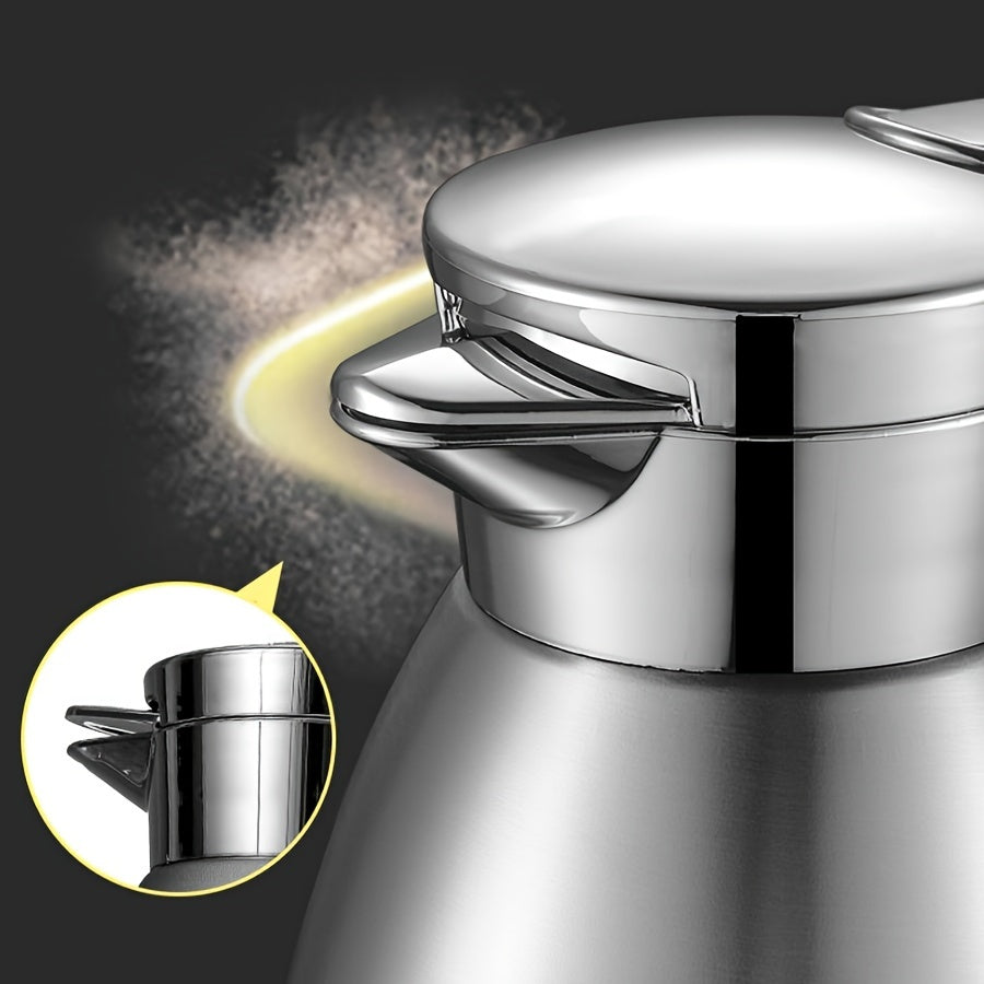 1pc Large Capacity Stainless Steel Insulation Kettle - Coffee Server with Heating, Water Warming, and Storage Functions for Home, Kitchen, Outdoor Camping, and Restaurant Use - Durable, Portable, and Space-Saving Design