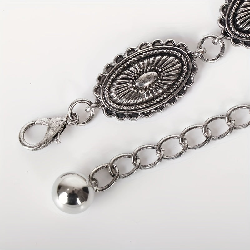 vlovelaw Retro Carved Silvery Chain Boho Metal Waist Chain Belt Casual Skirt Pants Decorative Waistband