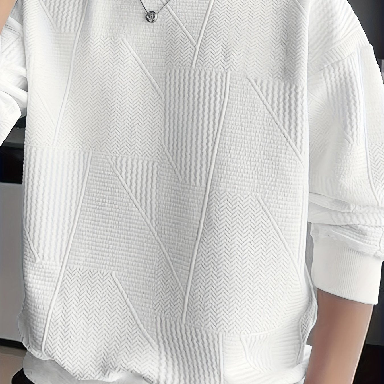 vlovelaw Men's Crew Neck Long Sleeve Sweatshirt, Casual Wear, Solid Pullover, Men's Clothing For Spring Fall Winter