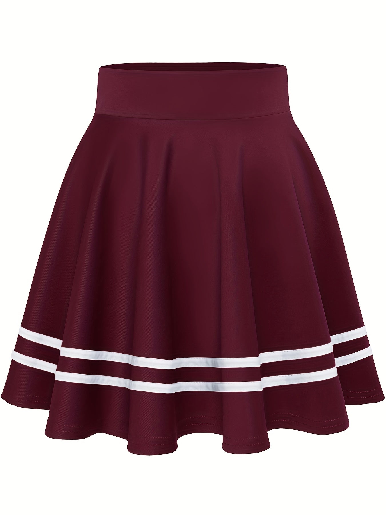 vlovelaw Striped A-Line Skater Skirt, Versatile High Waist Skirt For Spring & Summer, Women's Clothing