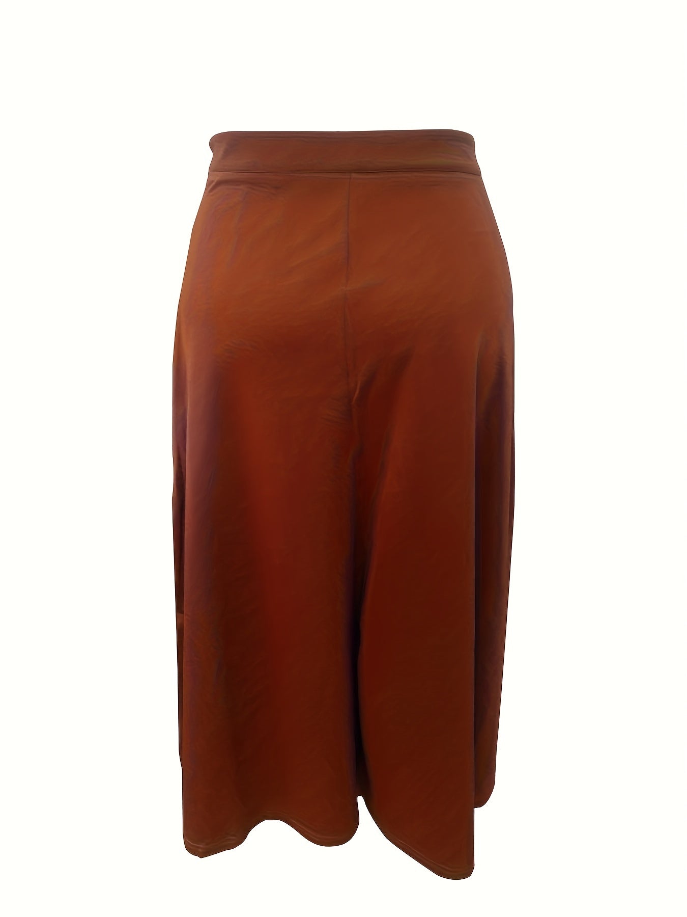 Plus Size Elegant Skirt, Women's Plus Solid High Rise Swing A-line Maxi Woolen Skirt
