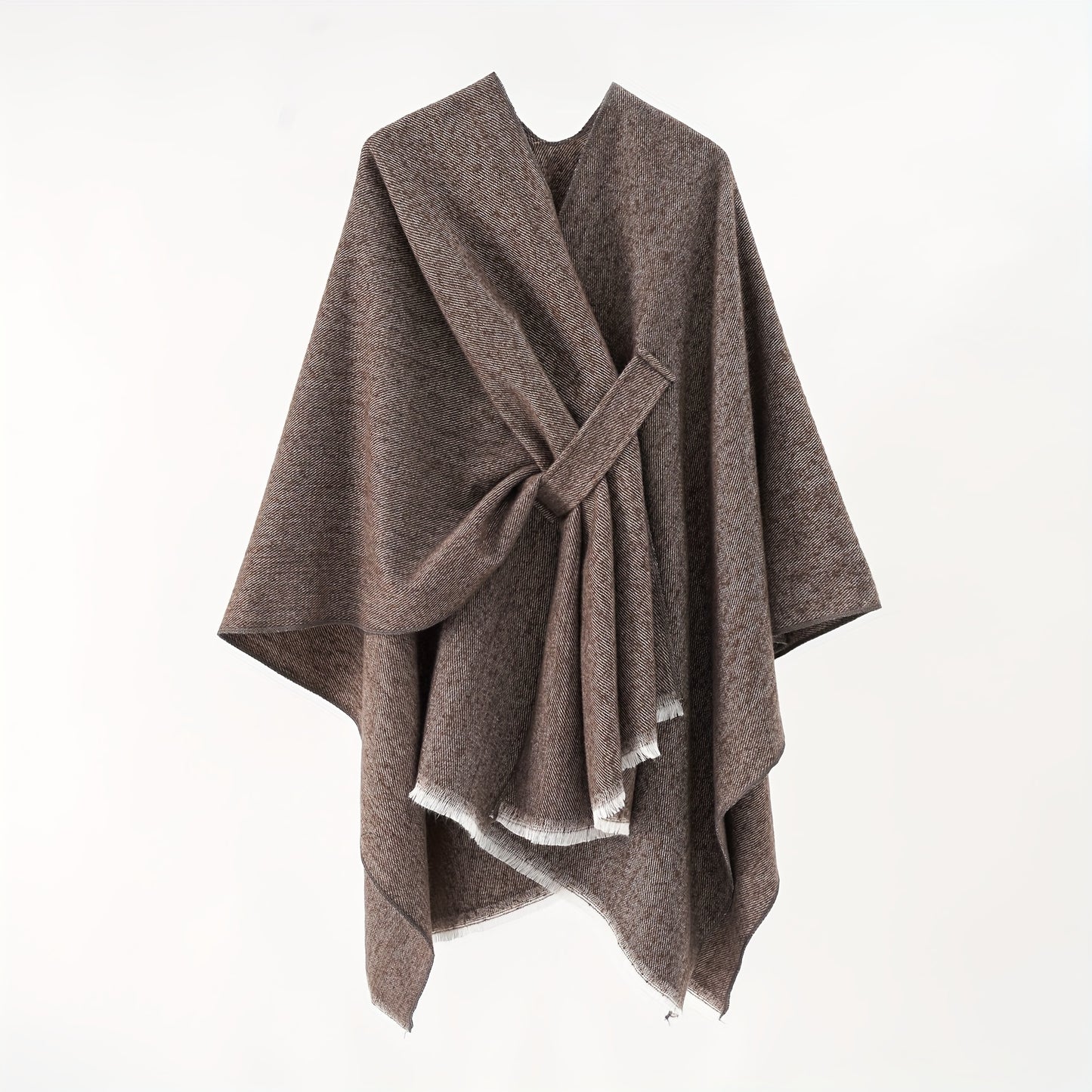Solid Color Comfortable Shawl With Sleeves, Multifunctional Outdoor Windproof And Coldproof Cloak