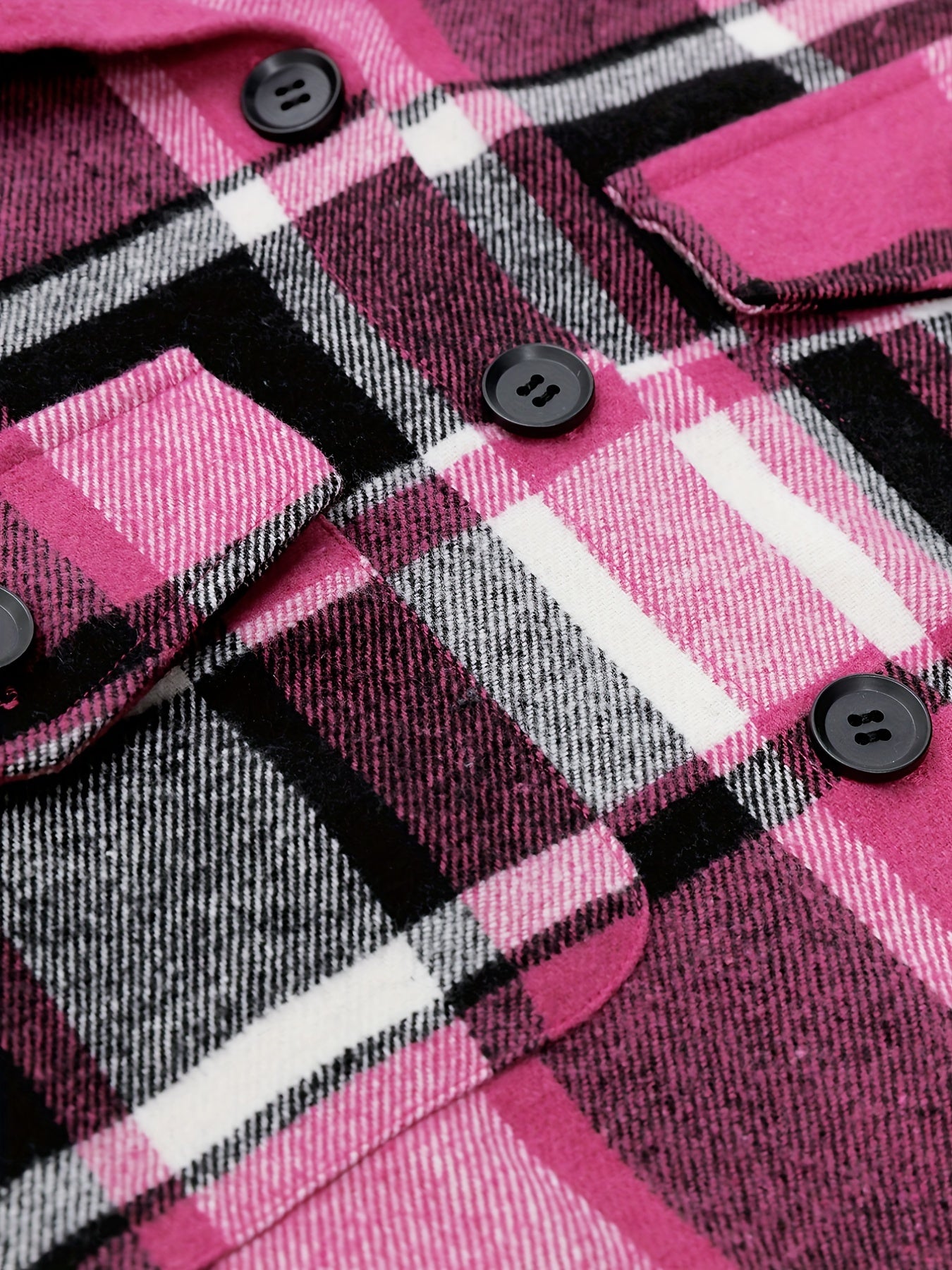 Plaid Single Breasted Overcoat, Versatile Long Sleeve Flap Pockets Longline Coat, Women's Clothing