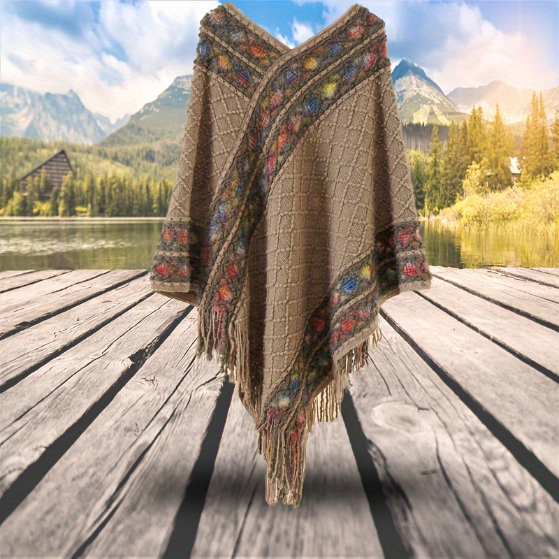 vlovelaw 1 Piece Colorful Argyle Textured Winter Scarf, Windproof Warm Tassel Fashion Wraps Pashmina Scarf