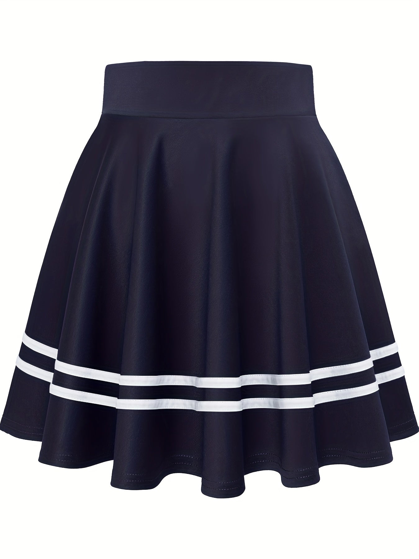 vlovelaw Striped A-Line Skater Skirt, Versatile High Waist Skirt For Spring & Summer, Women's Clothing