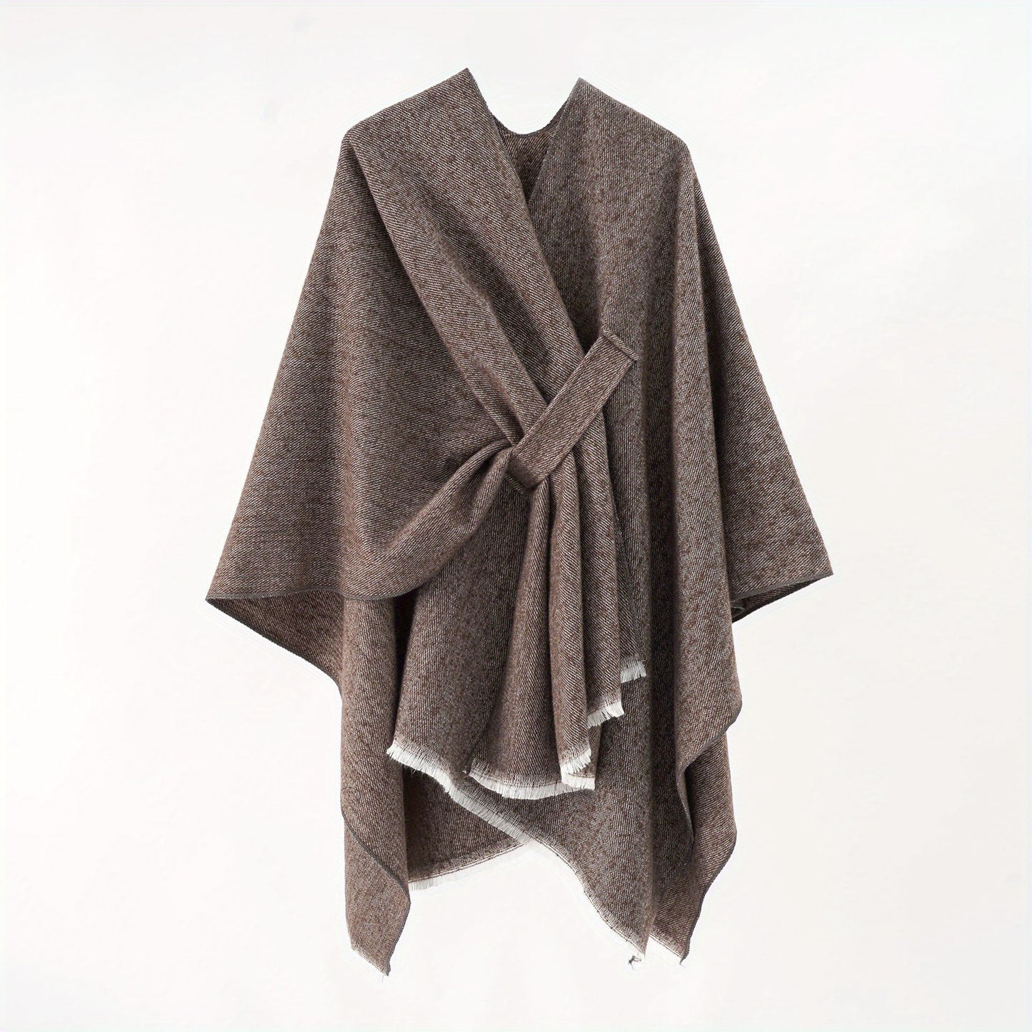 Solid Color Comfortable Shawl With Sleeves, Multifunctional Outdoor Windproof And Coldproof Cloak