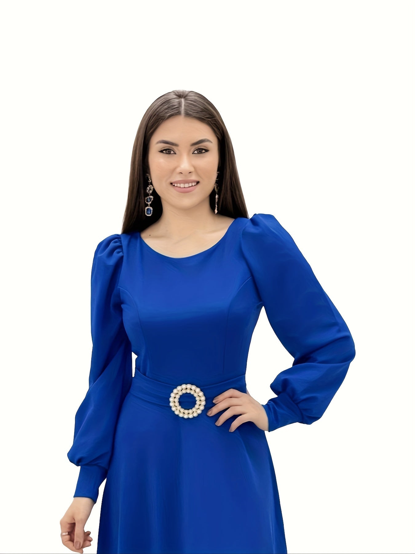 vlovelaw Solid Color Abayas Dress, Casual Long Sleeve Abayas Dress For Spring & Fall, Women's Clothing