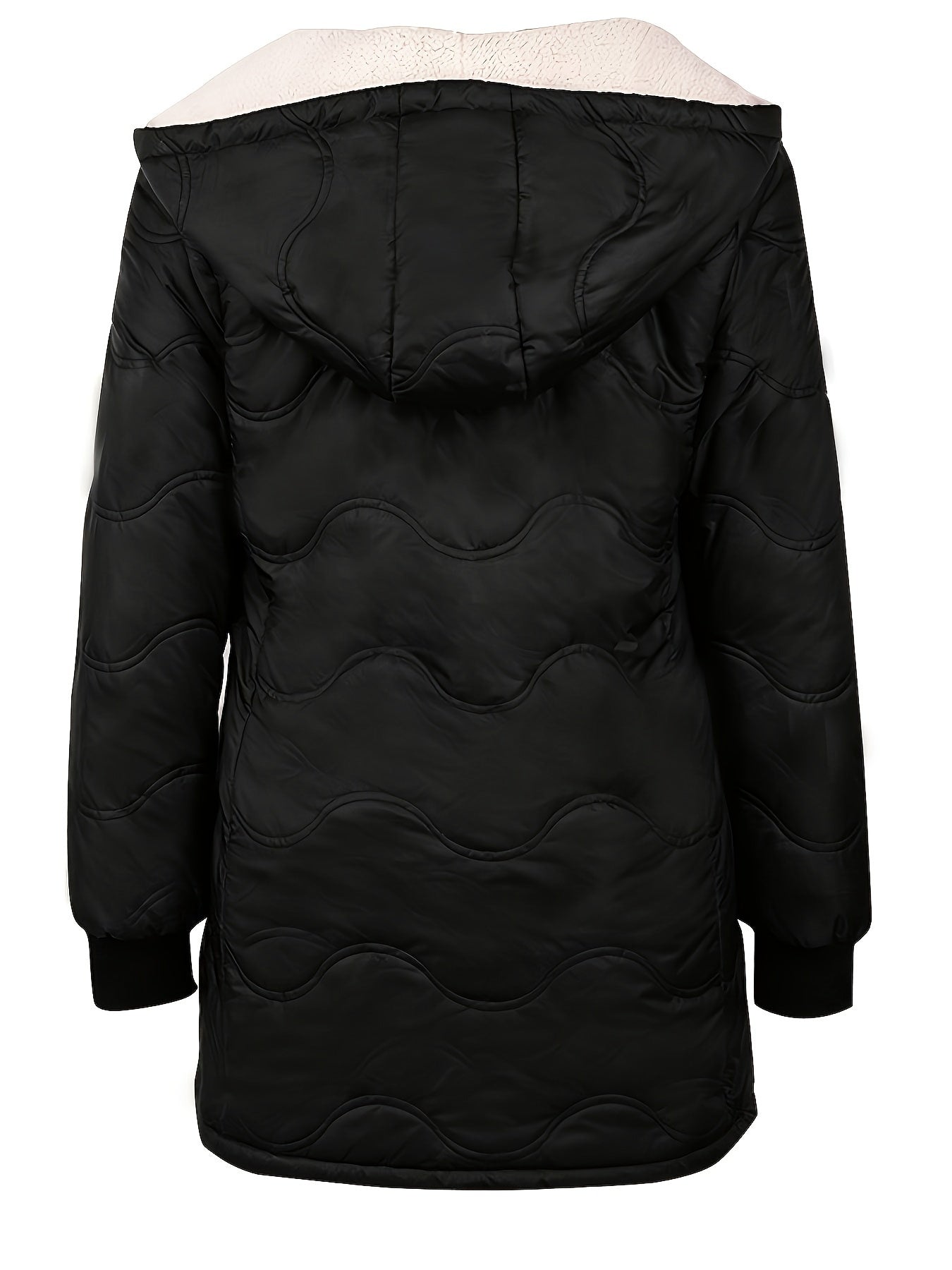 vlovelaw Zipper Slant Pockets Slim Coat, Versatile Long Sleeve Hooded Warm Winter Outwear, Women's Clothing