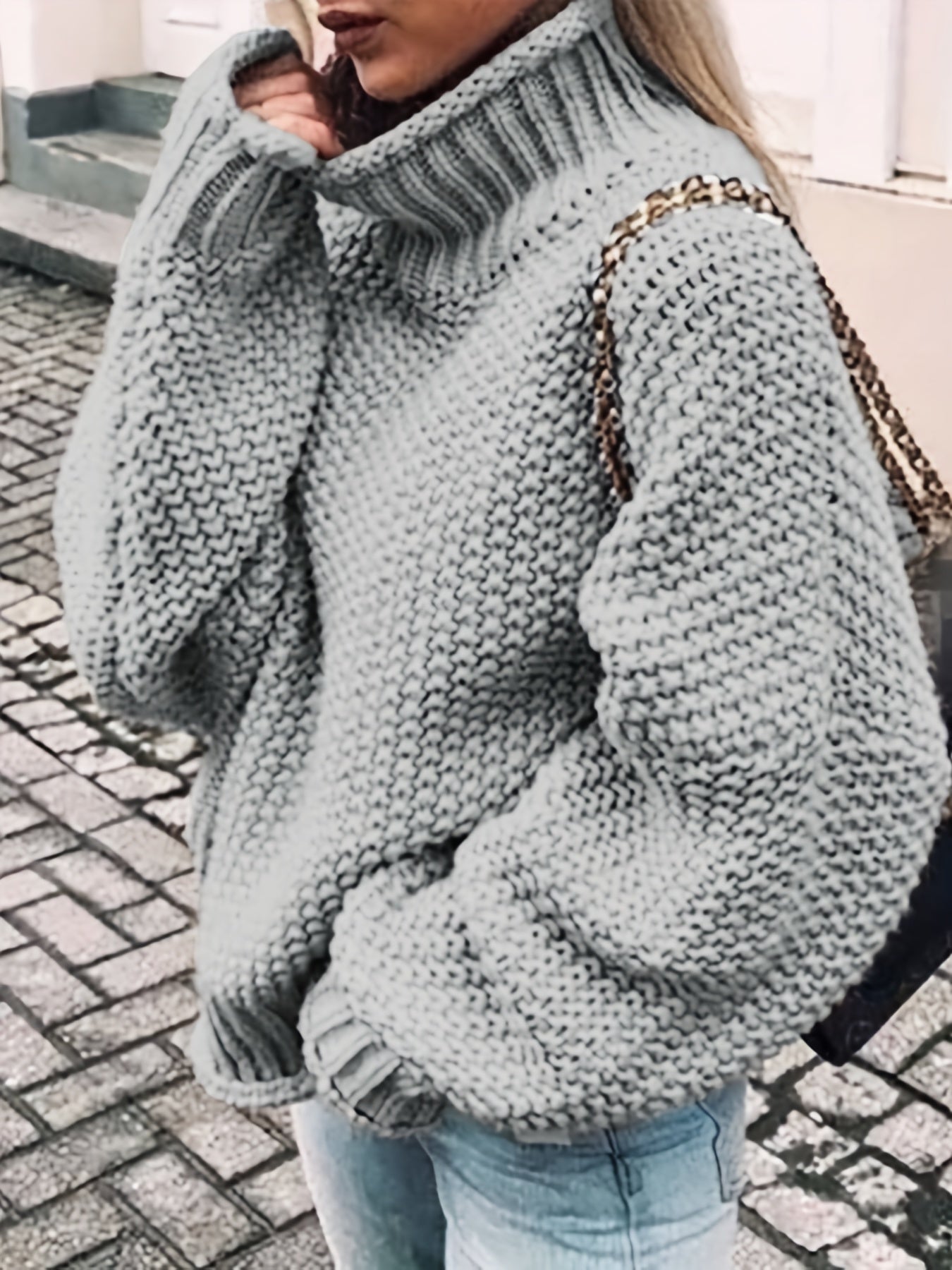 vlovelaw Solid Turtle Neck Pullover Sweater, Casual Long Sleeve Sweater For Fall & Winter, Women's Clothing