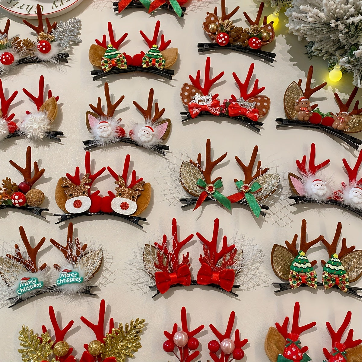 10pcs Festive Christmas Hair Accessories Set - Adorable Elk Antler & Bow Designs, Durable PVC Material, Perfect for Holiday Parties, Gifts, and Winter Fashion