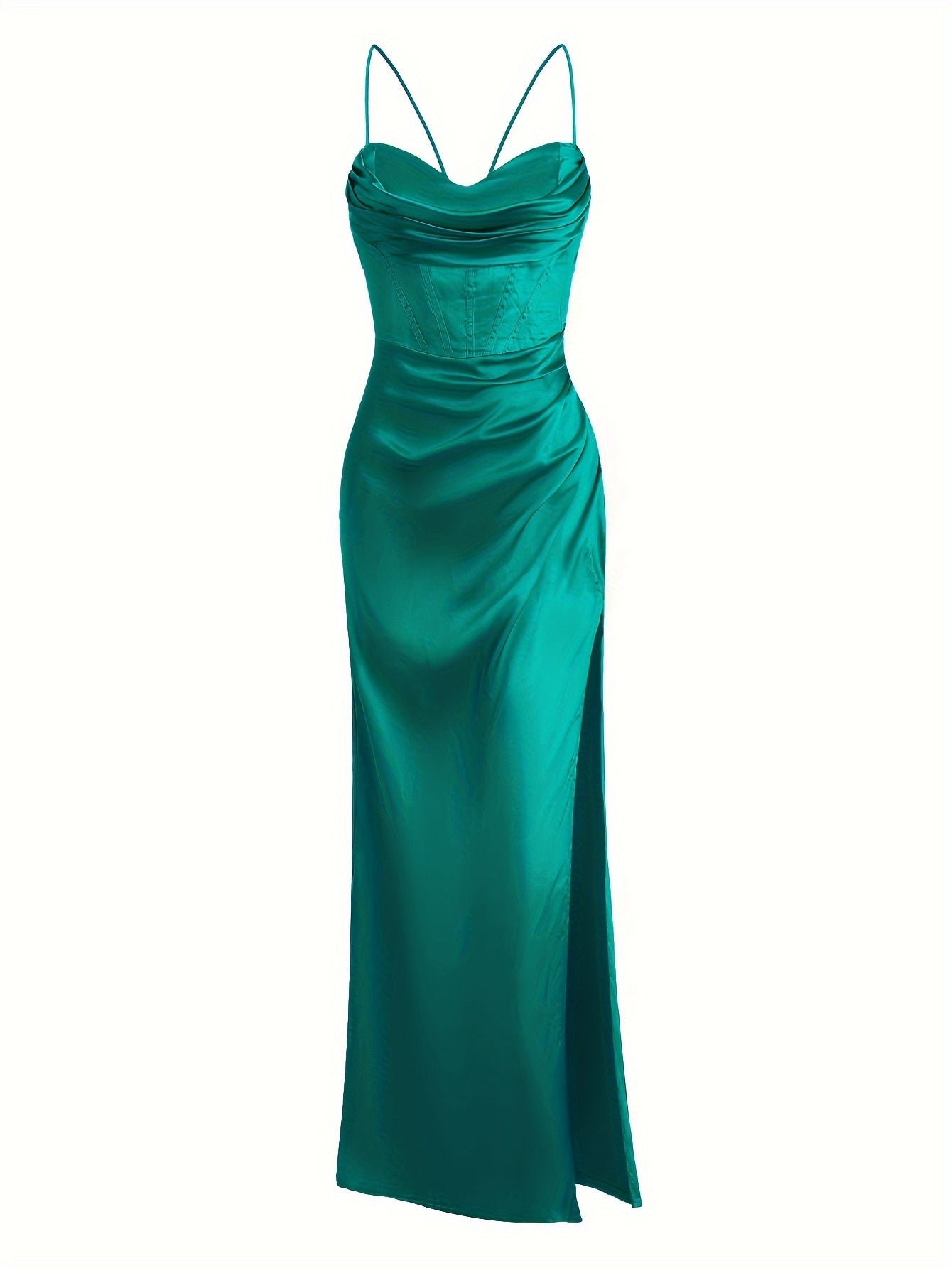 vlovelaw Split Thigh Backless Dress, Sexy Solid Party Maxi Dress, Women's Clothing